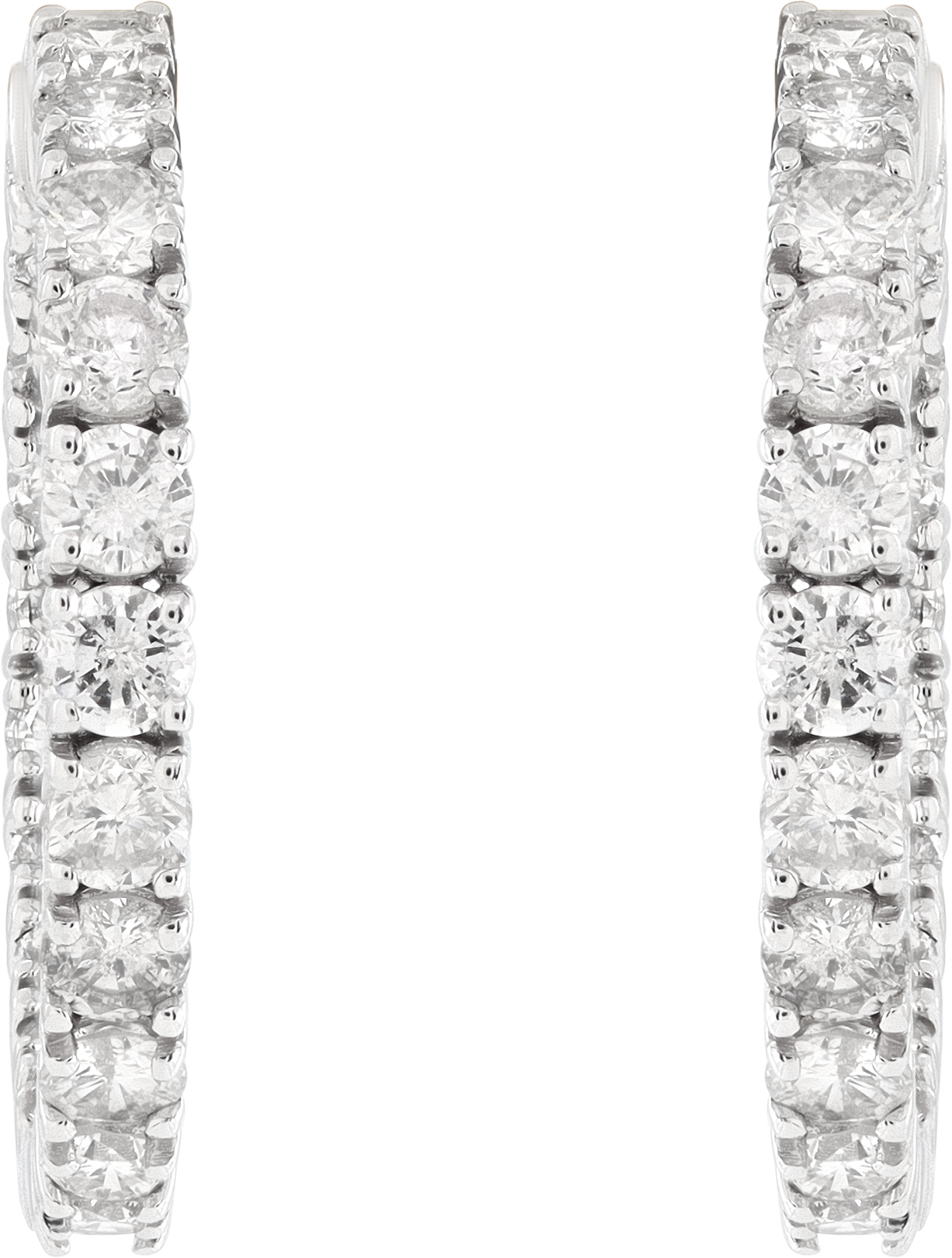 Diamond hoop earrings in 14k white gold with approximately 6.7 carats in round diamonds (G-H color, VS-SI clarity). 1.25 inch diameter S521600 