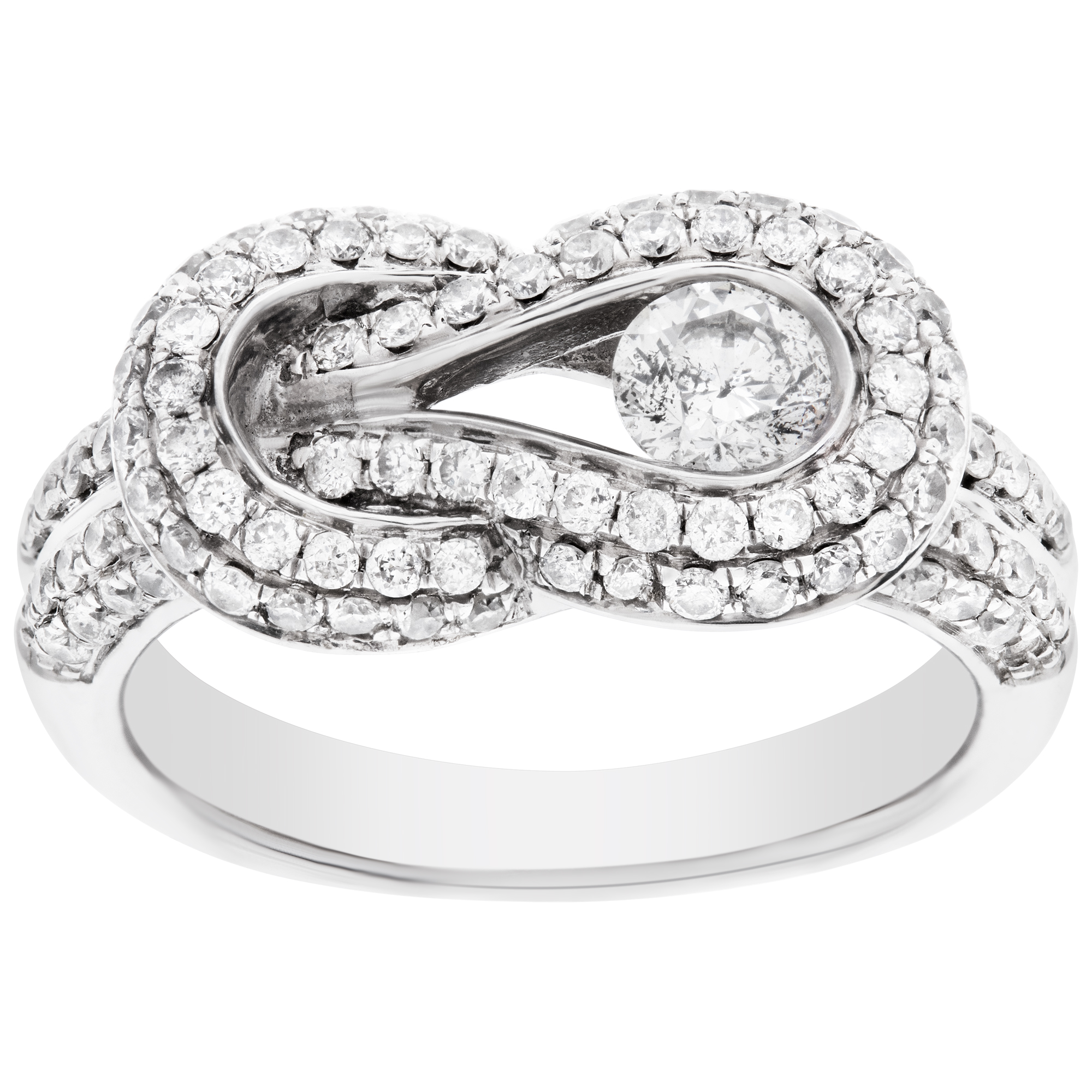 nff☆white beach ring Diamond knot ring in 14k white gold. 0.25 cts center diamond.