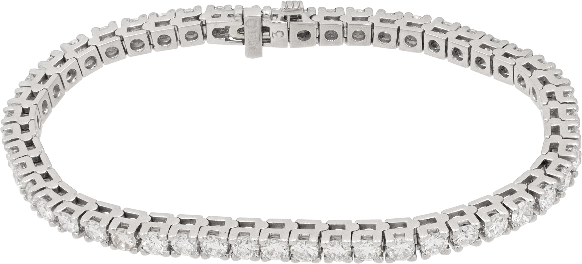 Diamond line bracelet in platinum - 5.83 carats in round brilliant cut diamonds S522071