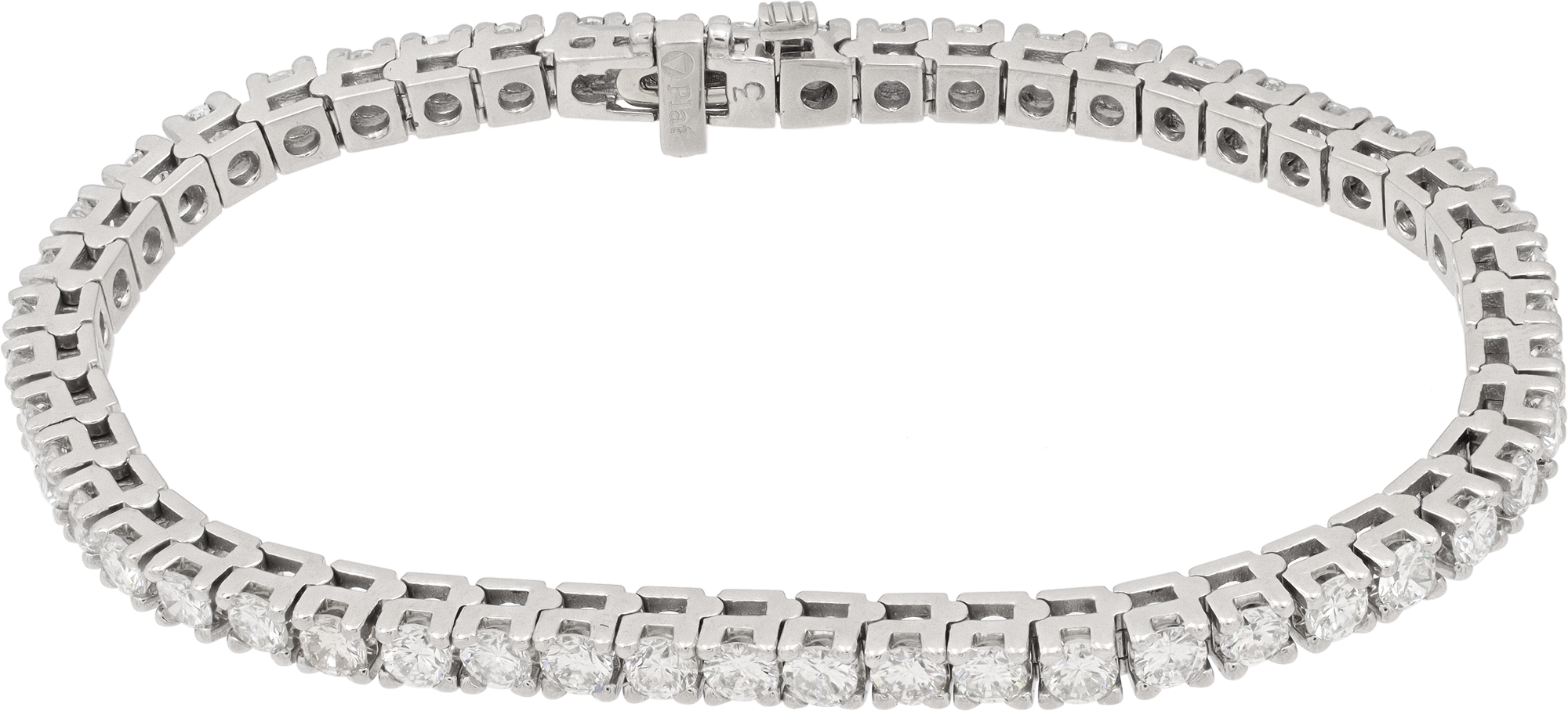 Diamond line bracelet in platinum - 5.83 carats in round brilliant cut diamonds S522334