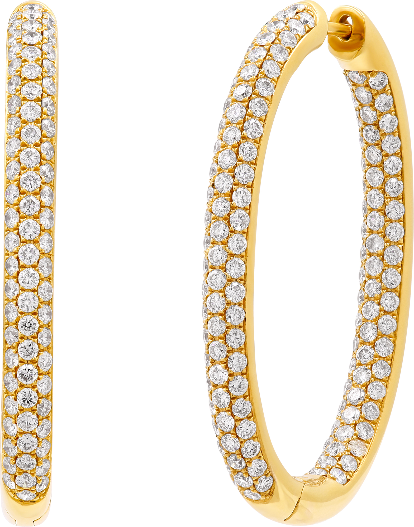 Diamond Oval Hoop Earrings in 18k Yellow Gold S522297