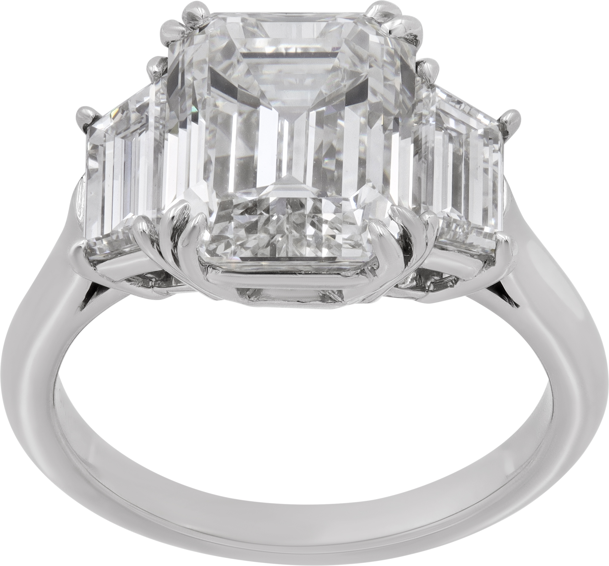 Diamond ring set in platinum 4.04ct emerald cut diamond (To be sent to GIA) S522024