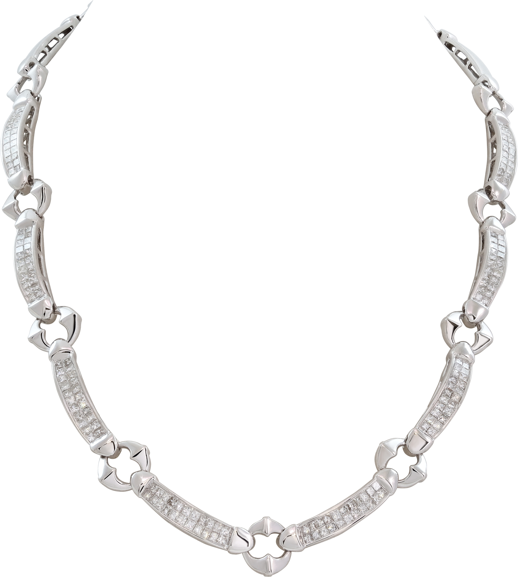 Diamond Station Necklace in 18k white gold