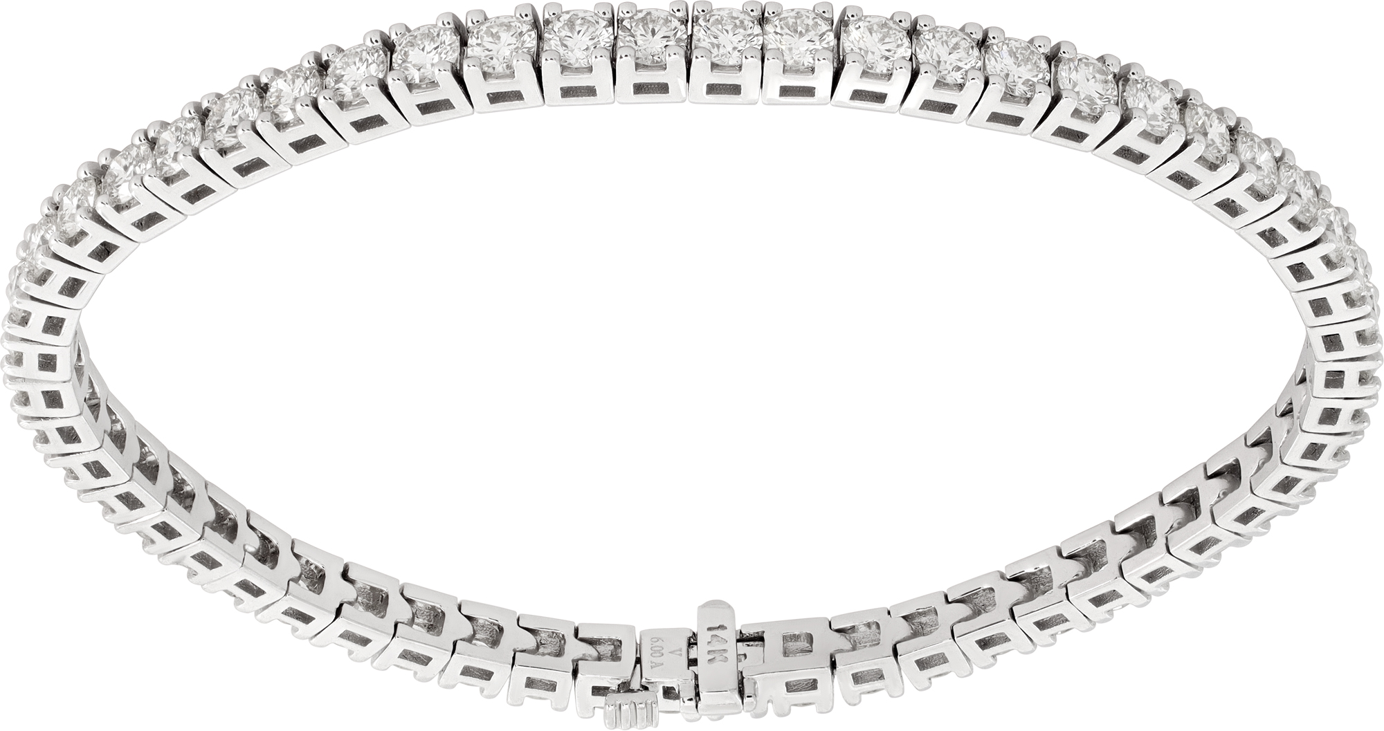 Diamond tennis bracelet with 6 carats in round brilliant cut diamonds set in 14k white gold S521750