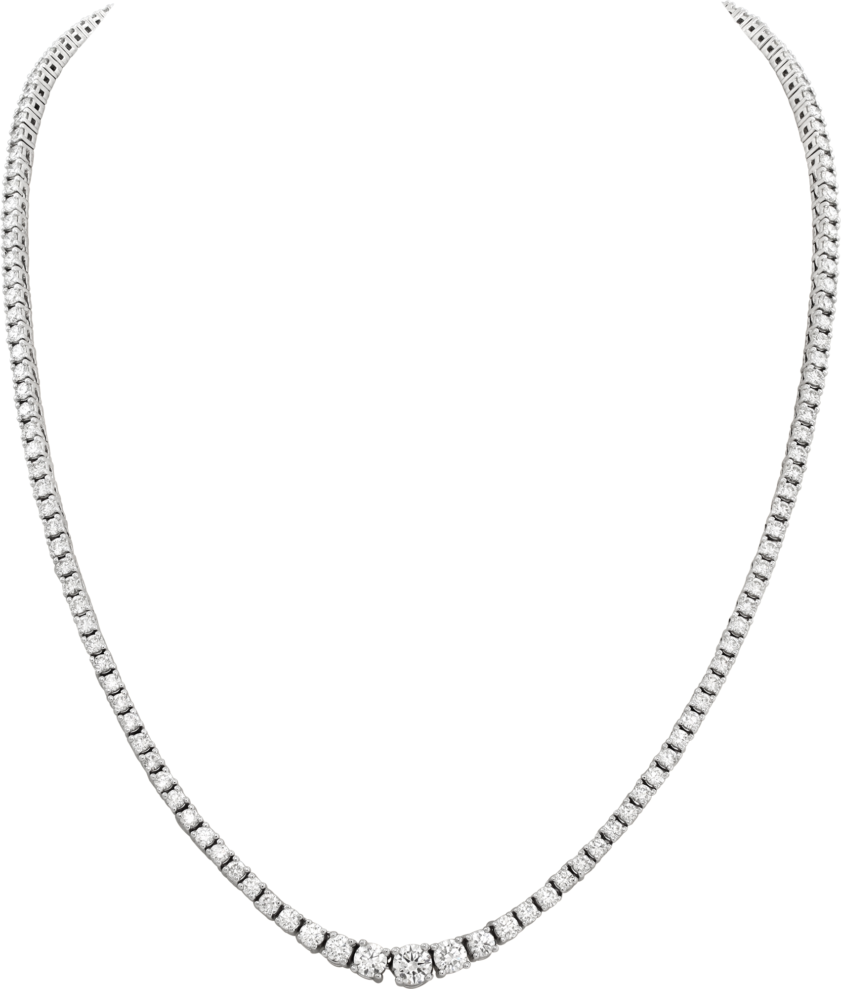 Diamond tennis necklace with 7 carats in round brilliant cut diamonds set in 14k white gold S521751