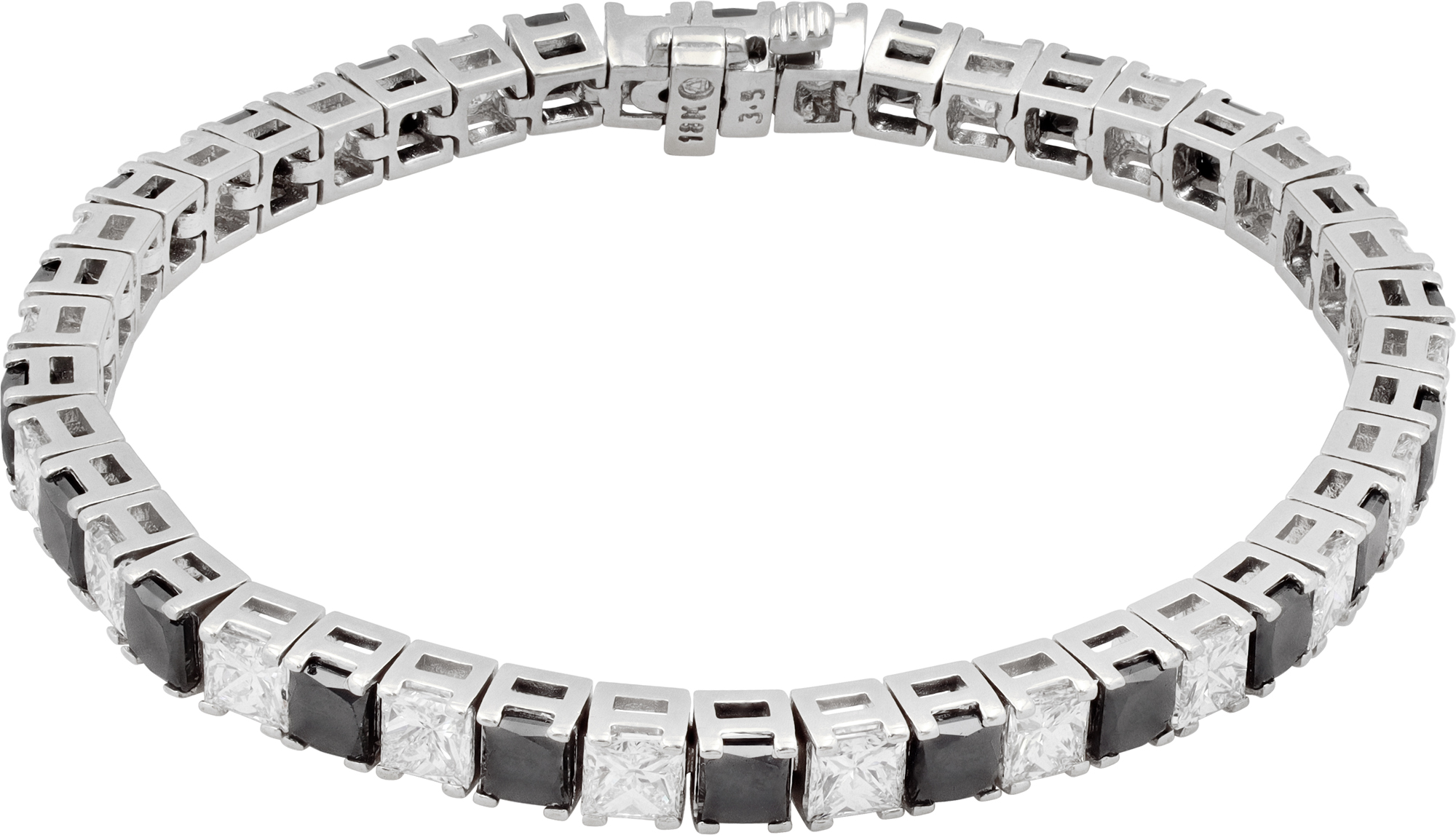 Diamonds and quarts line bracelet in 18k white gold