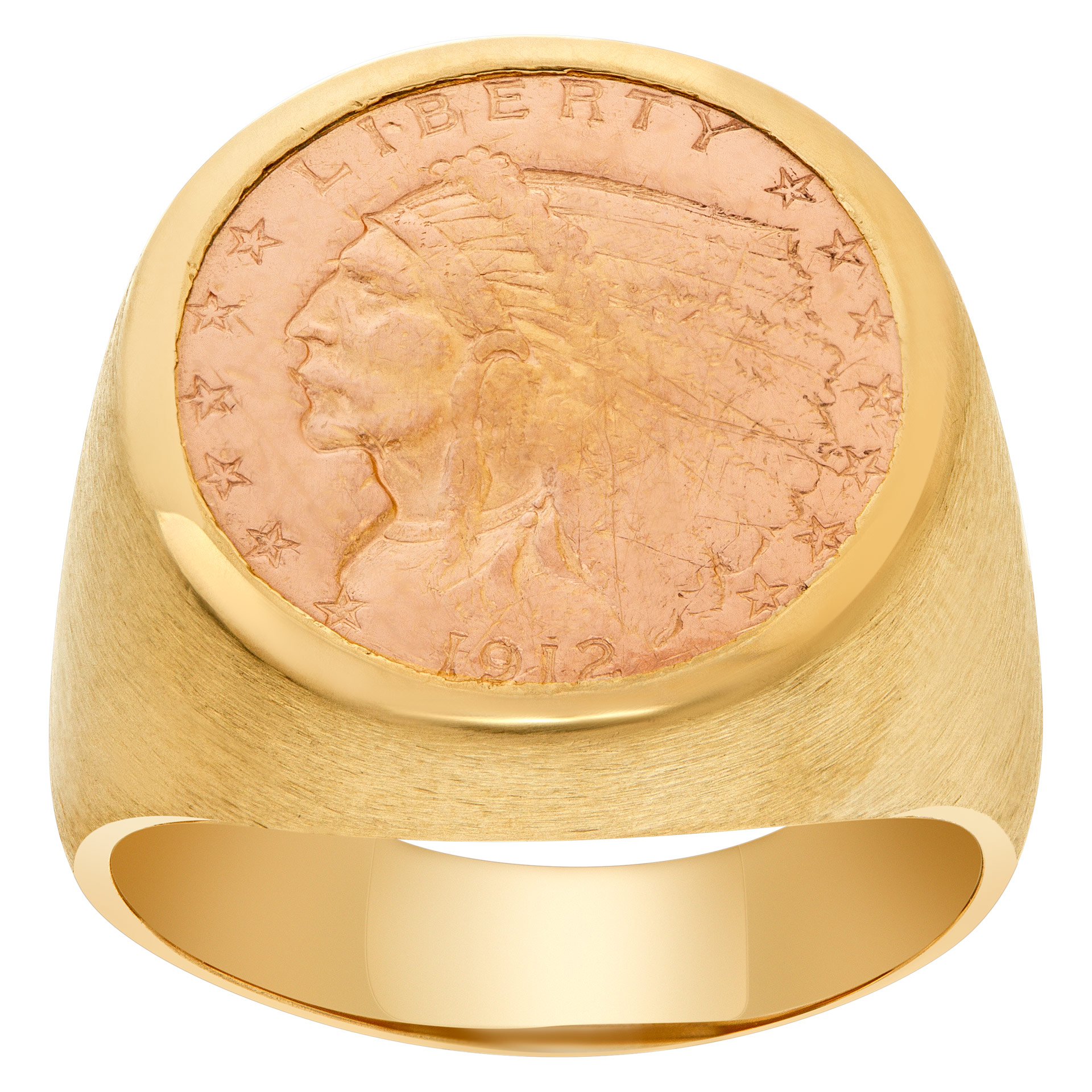 2.5 Indian gold piece from 1912 mounted set in 14k gold ring