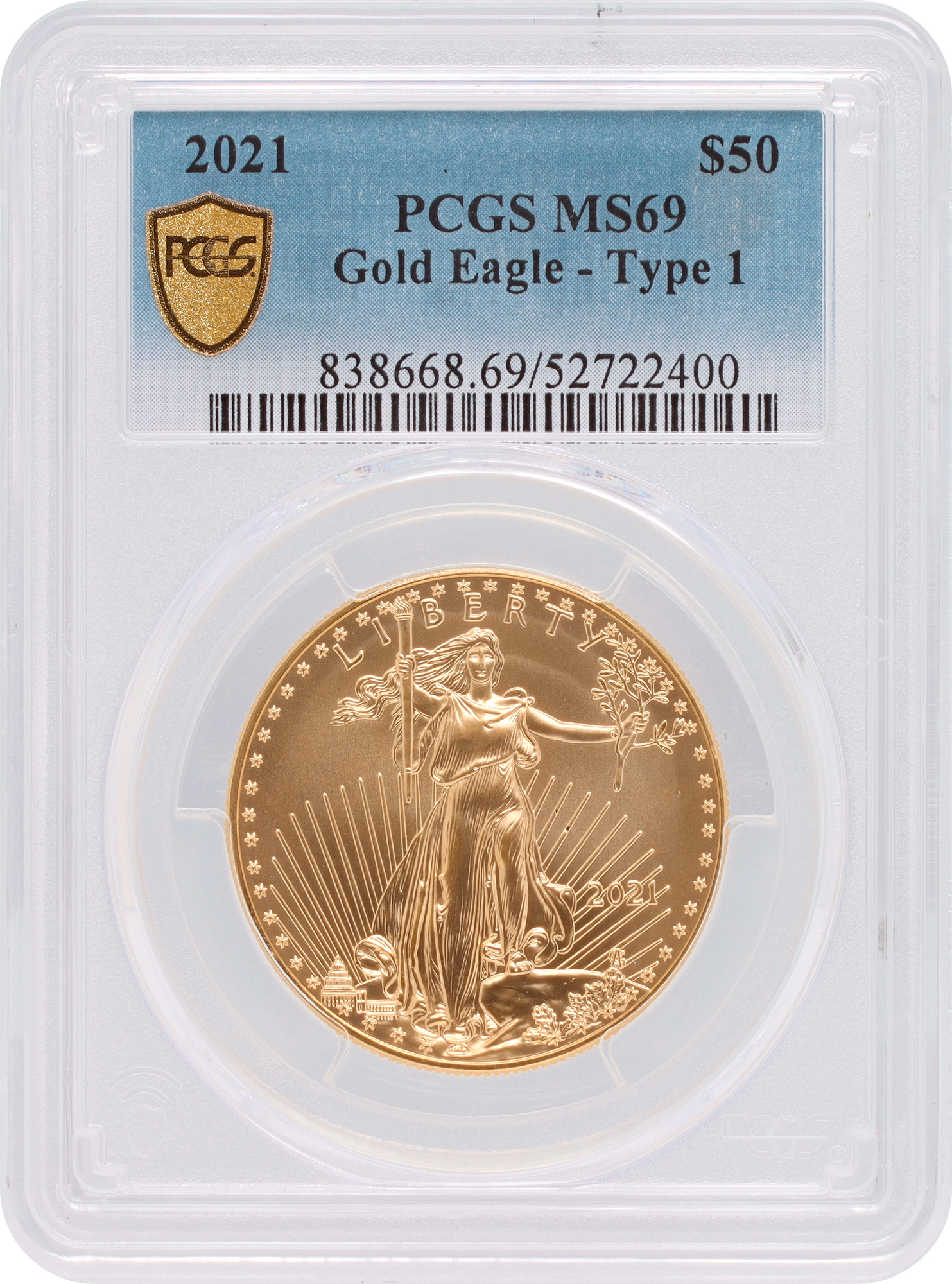 $50 American Liberty Gold Eagle Coin Uncirculated PCGS MS69 (1 oz. of fine gold) Perfection $50 American Liberty Gold Eagle Coin Uncirculated PCGS MS69 (1 oz. of fine gold) Perfection