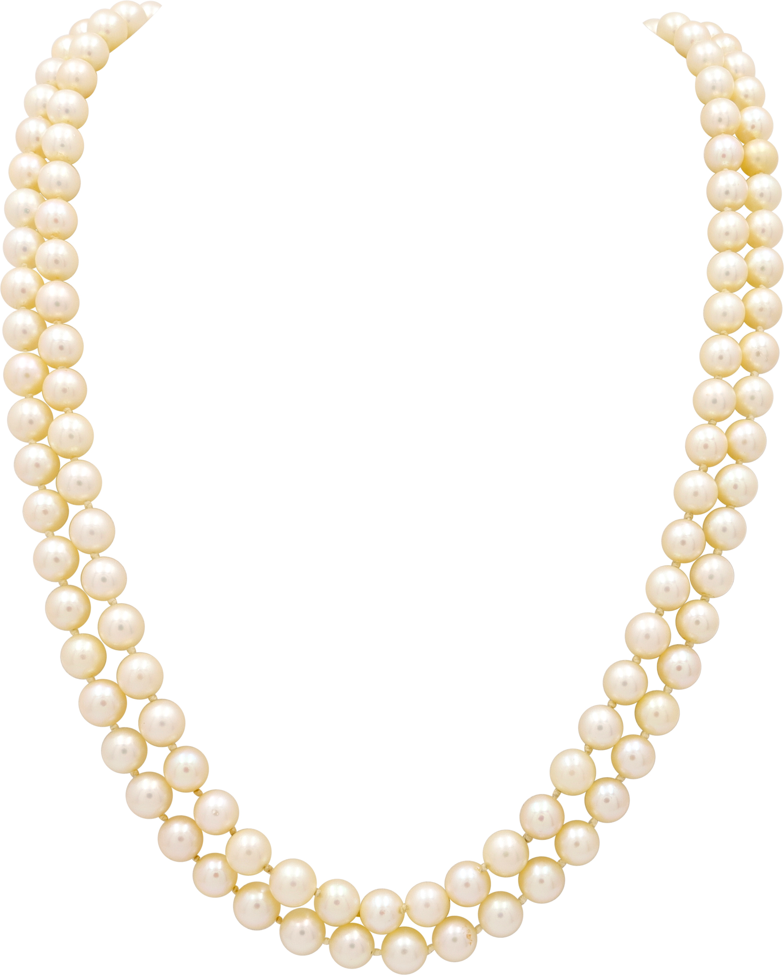 Double strand pearl necklace with 14k white gold and diamond clasp