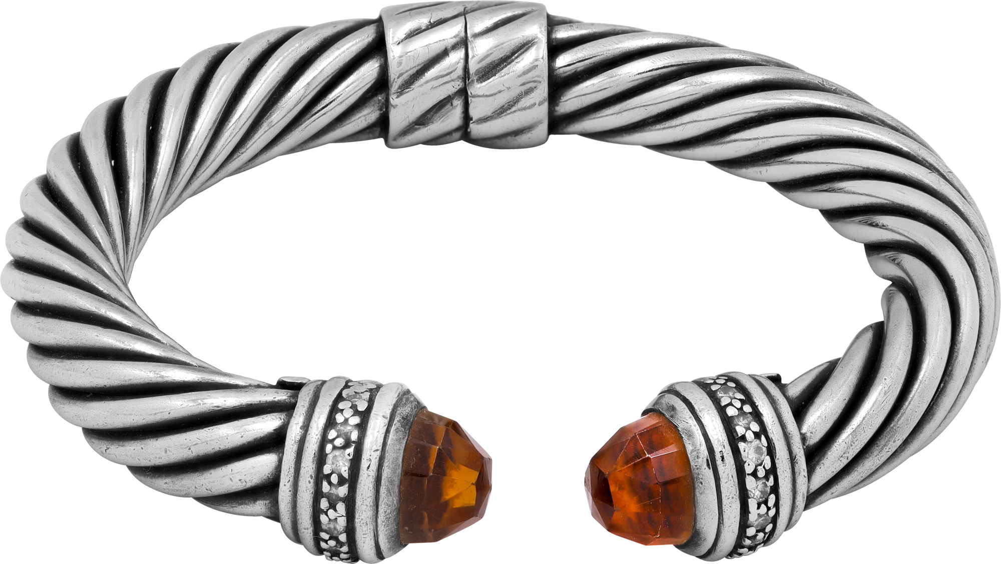 DY cable bracelet yellow citrinne with diamond tips 10mm S522191