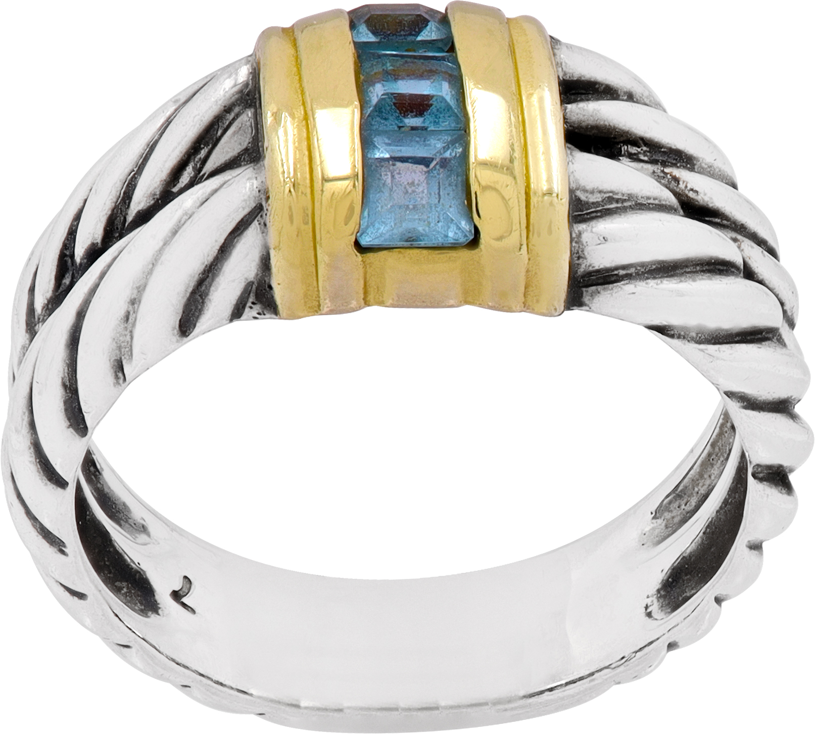 DY ring blue topaz in sterling silver and 14k yellow gold