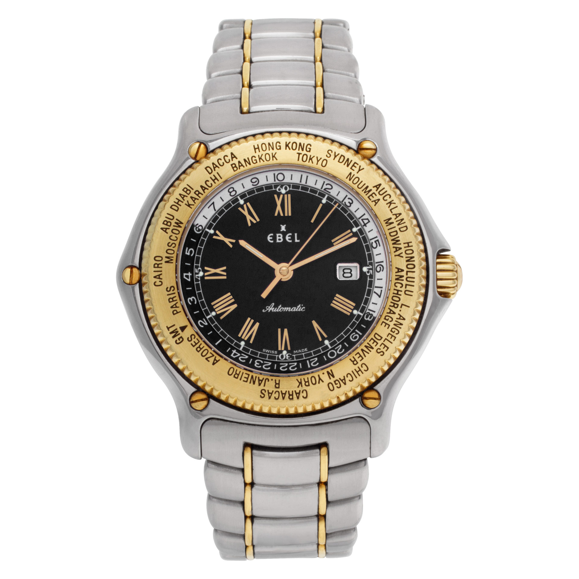 Pre-owned Ebel Voyager 1124913 18k & Stainless Steel Black