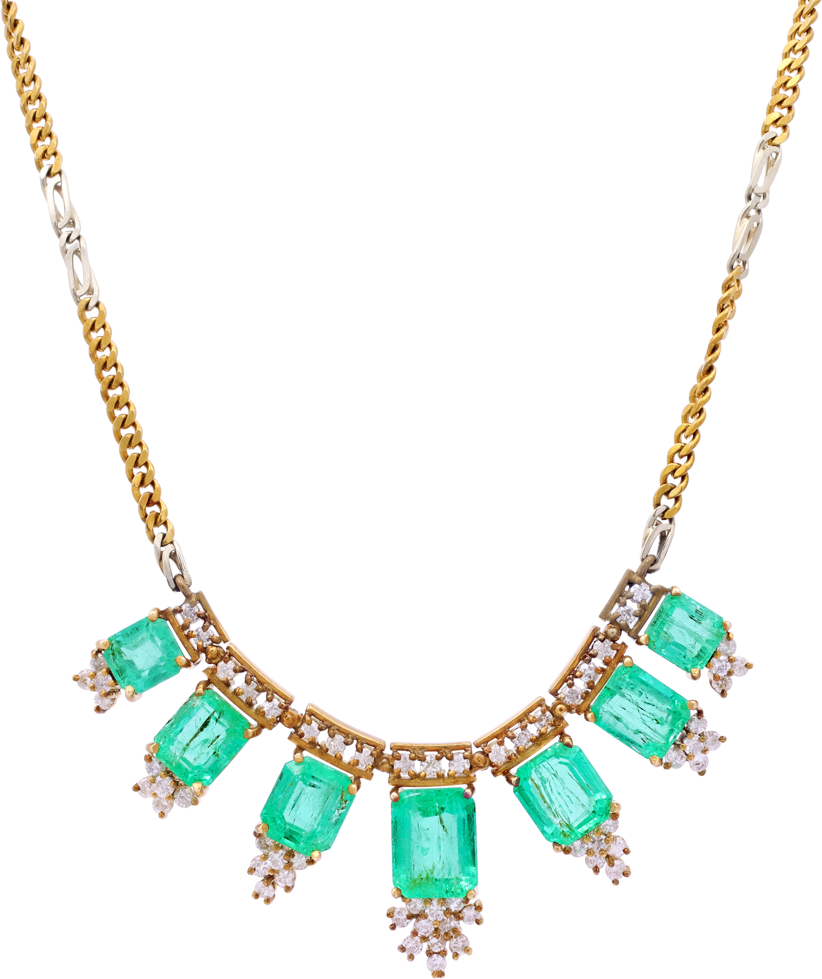 Emerald and diamond necklace in 18k S521983