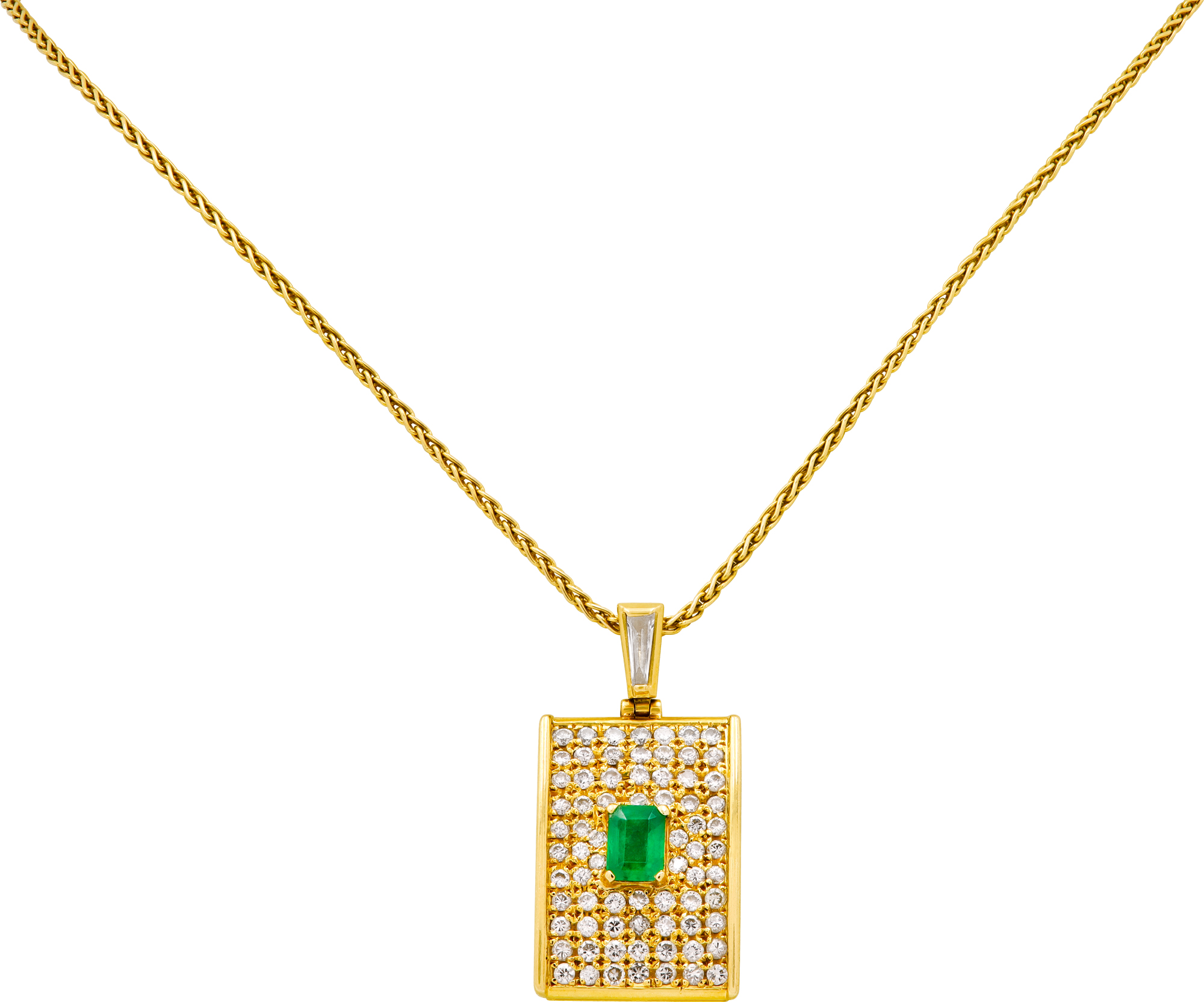 Emerald and Diamond pendent necklace with 18k yellow gold S522266