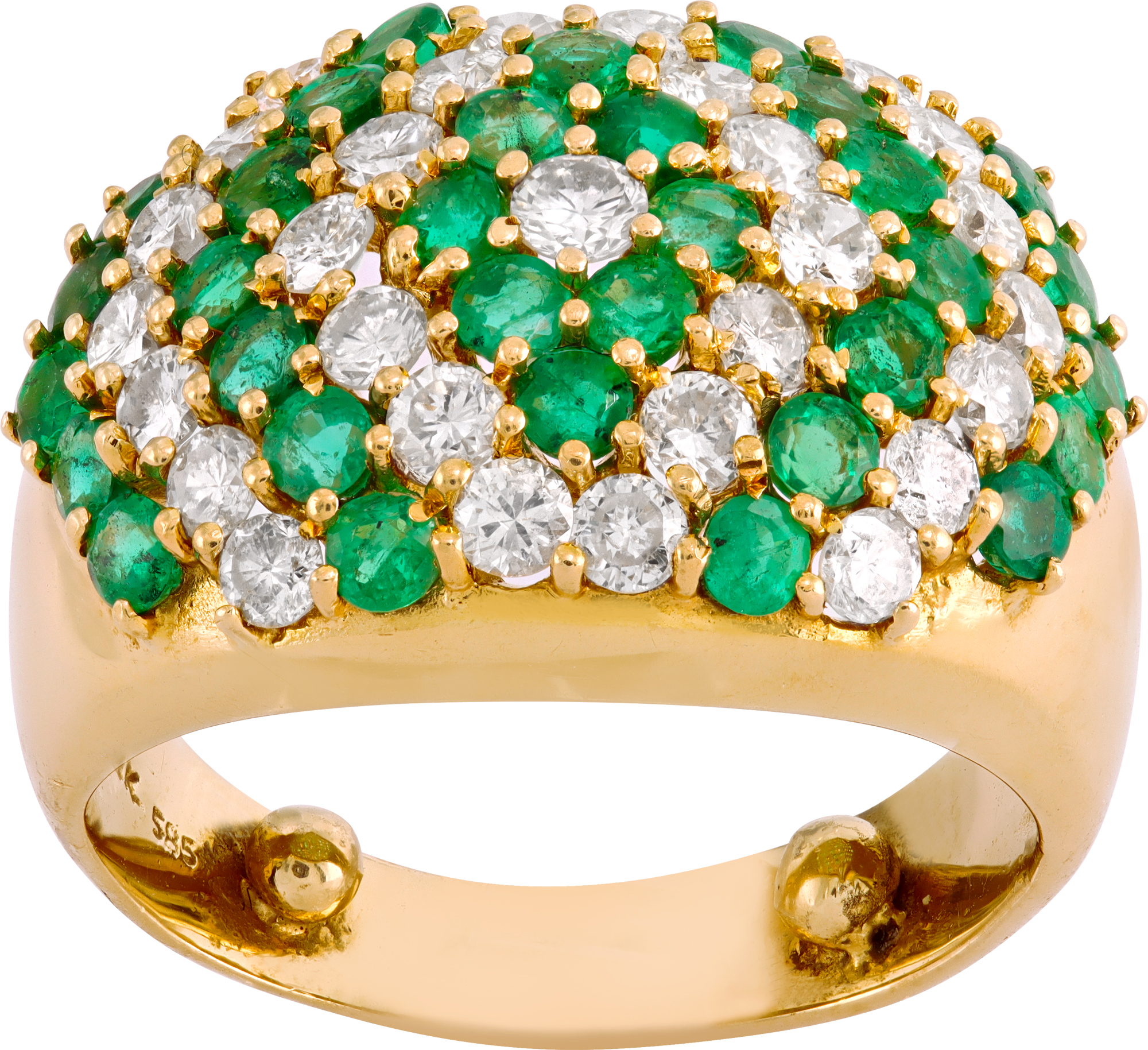 Emerald and diamond ring in 14k yellow gold