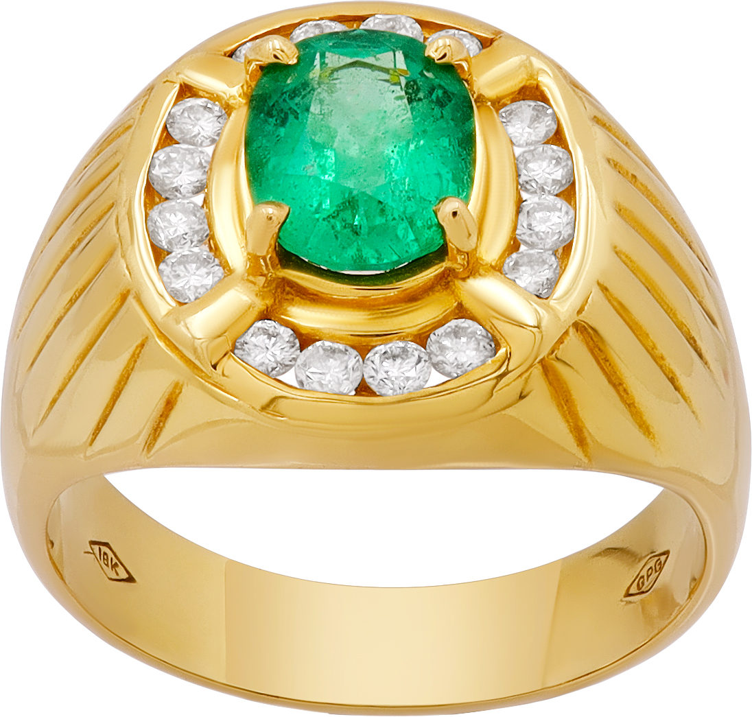 Emerald And Diamond Ring In 18k Yellow Gold S522264