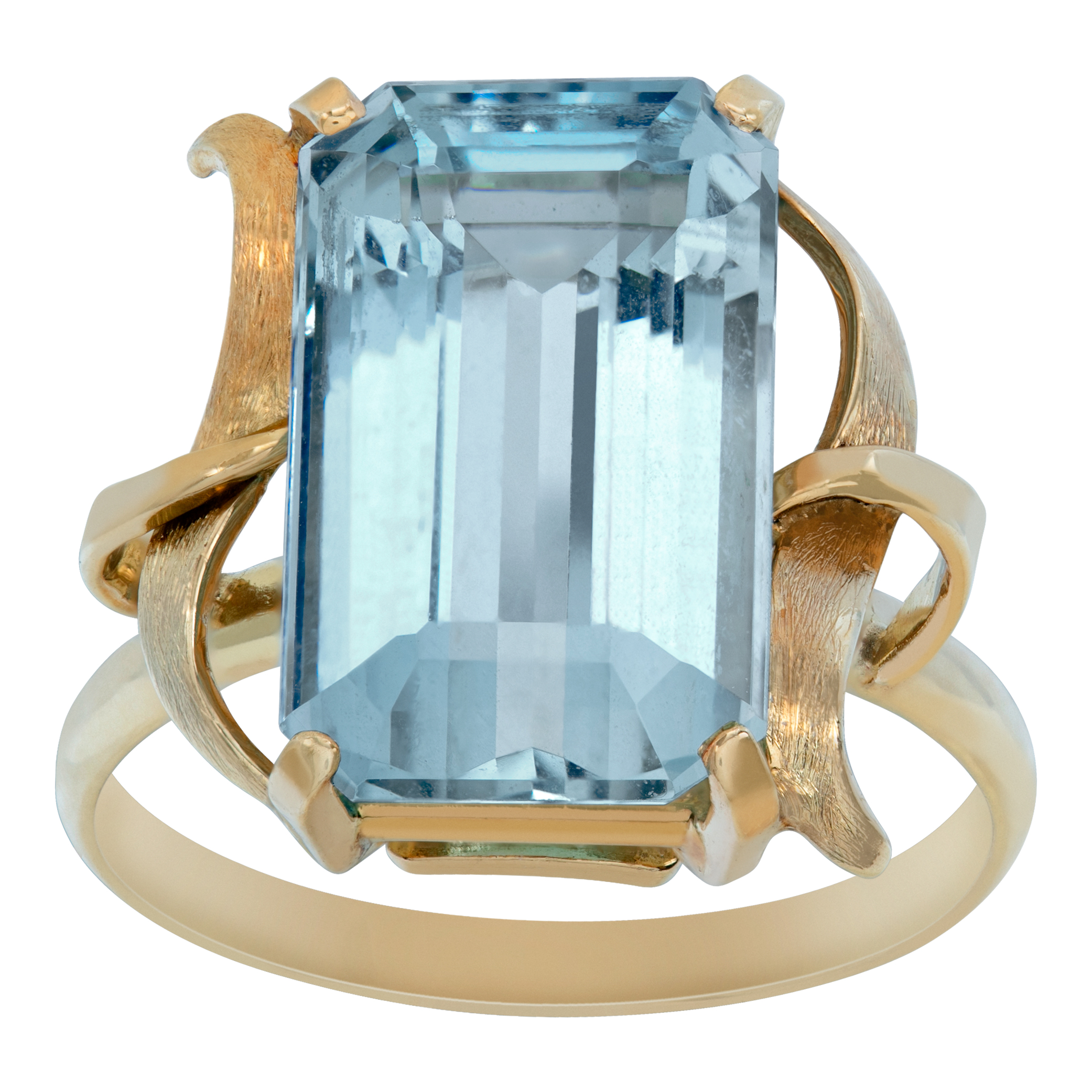 AGL certified Natural Beryl Aquamarine, 10.64 carats Emerald brilliant cut set in 18K yellow gold ring