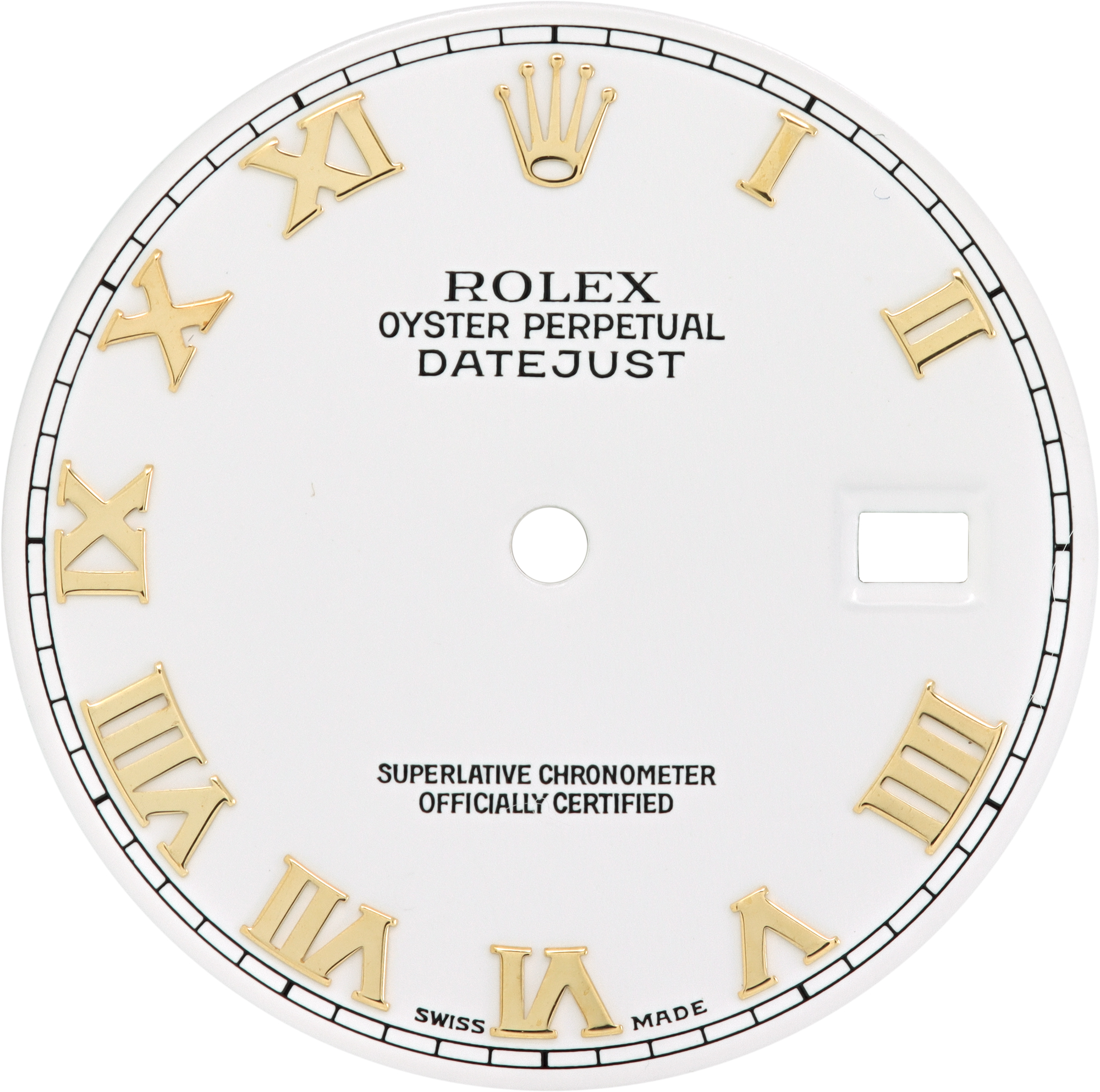 Factory Original Rolex Datejust white dial with gold roman numerals for 36mm models