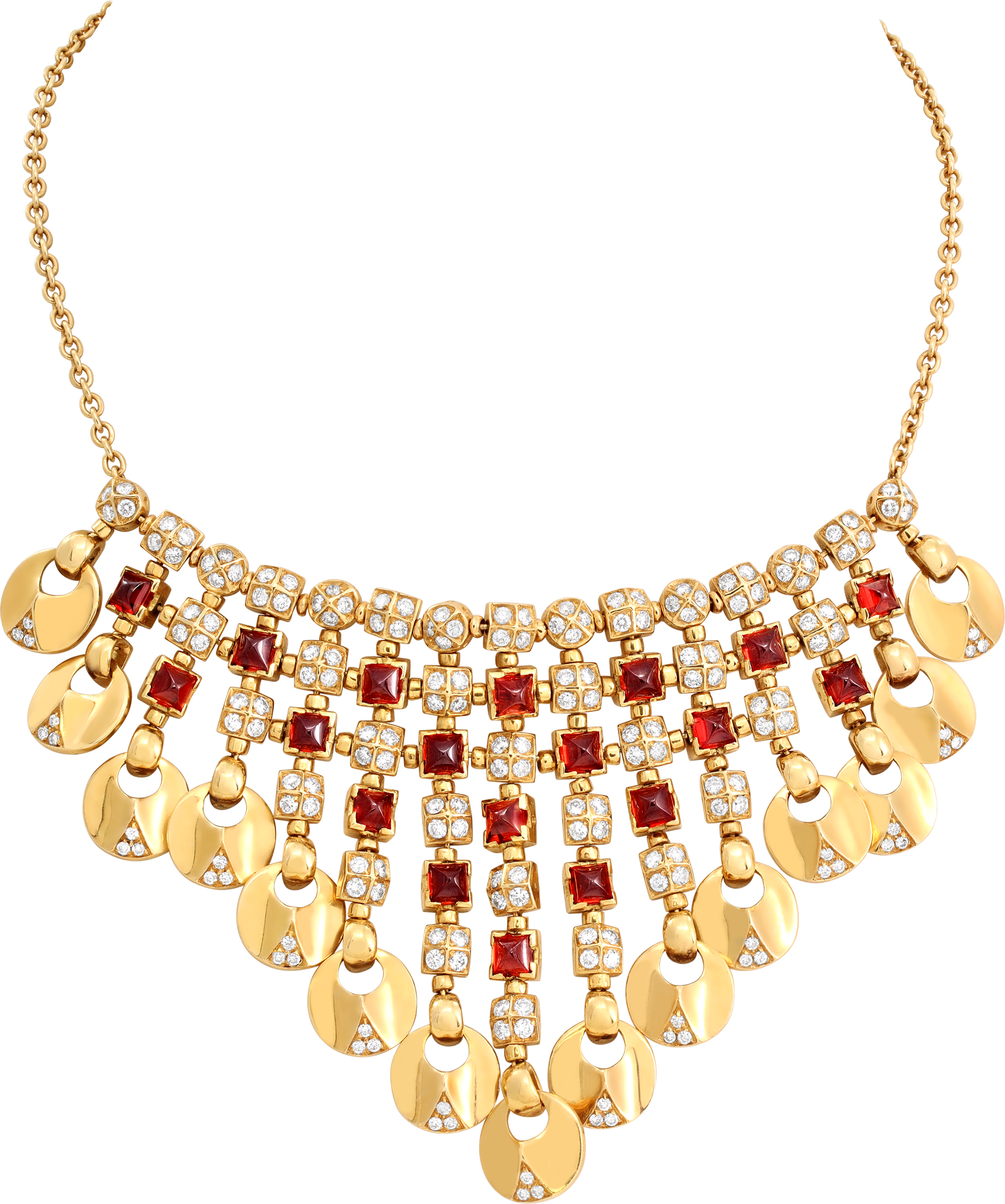 Garnet and diamond necklace in 18k yellow gold S521225