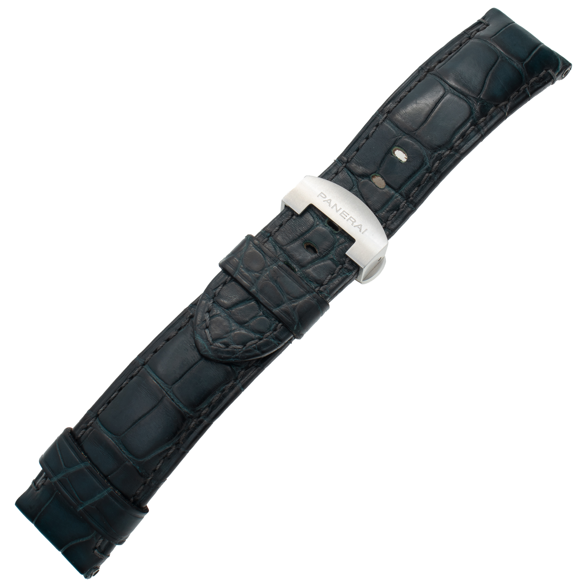 PANERAI レザーベルト ブラック Gently worn Panerai black alligator strap with original Panerai