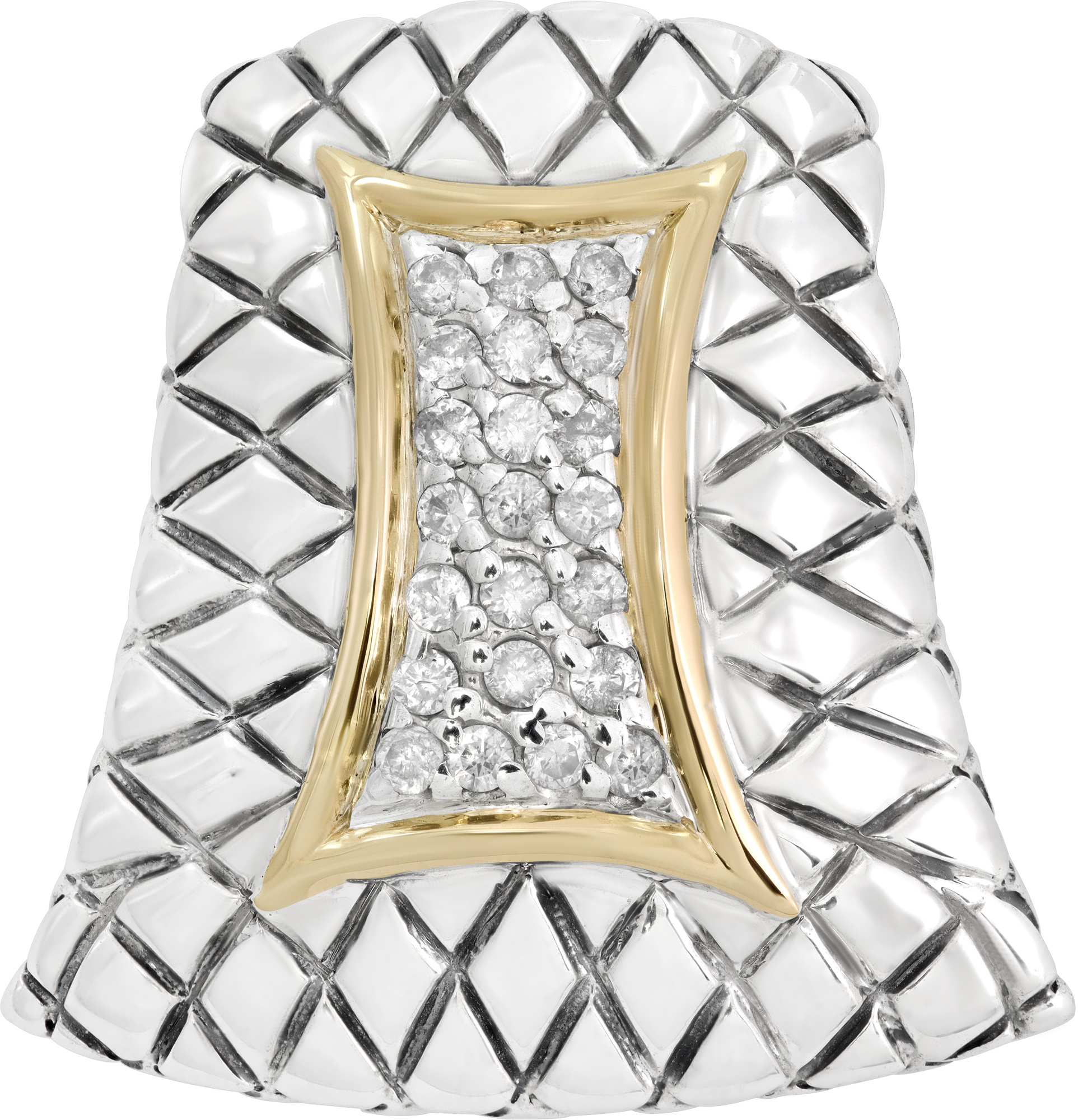 Geometric diamond pendant in sterling silver with 14k yellow gold accents