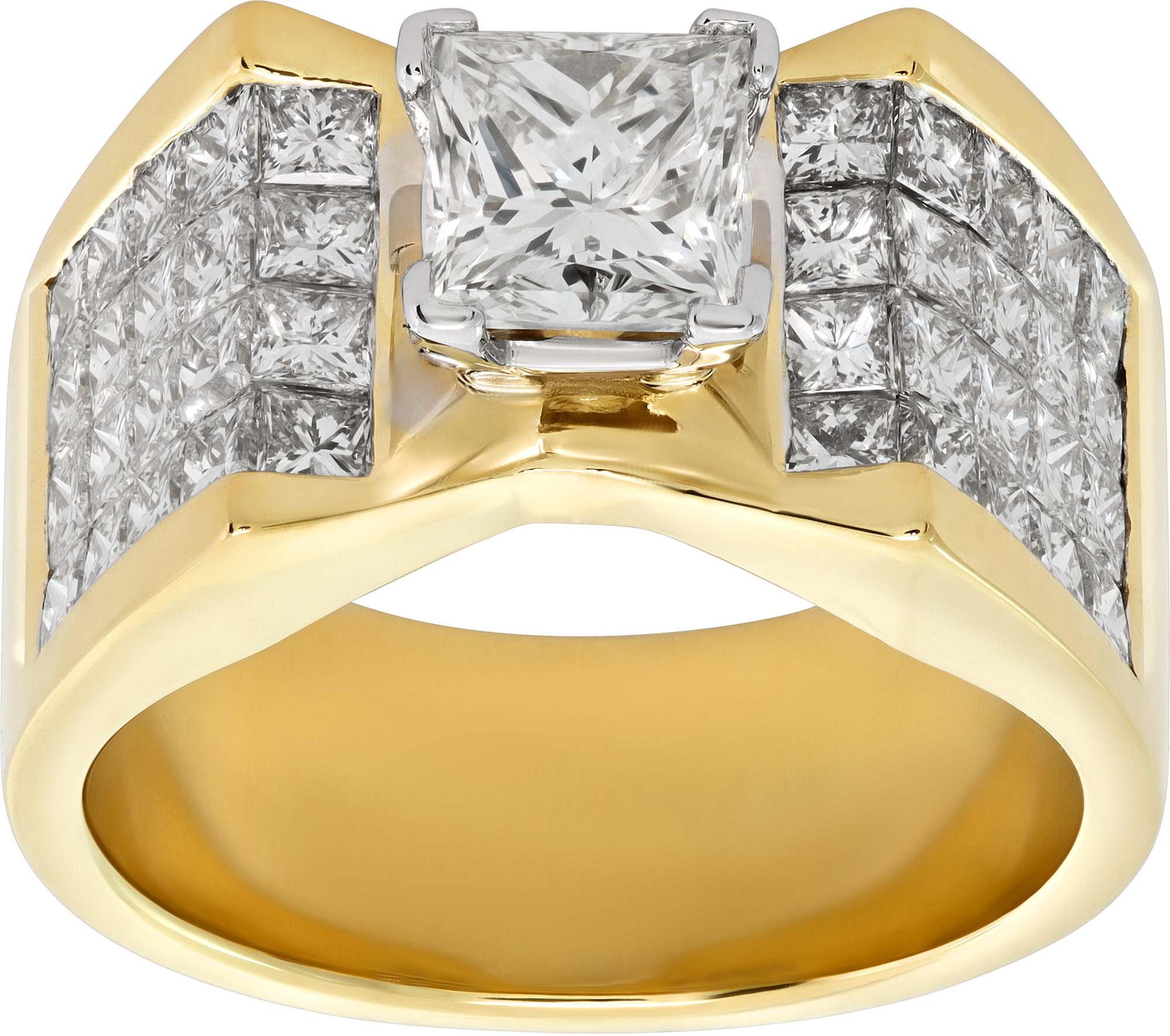 GIA certified 1.5 carat princess cut diamond (K color, VS2 clarity) ring with 40 invisible set princess cut diamonds approx. 2 carats S521587