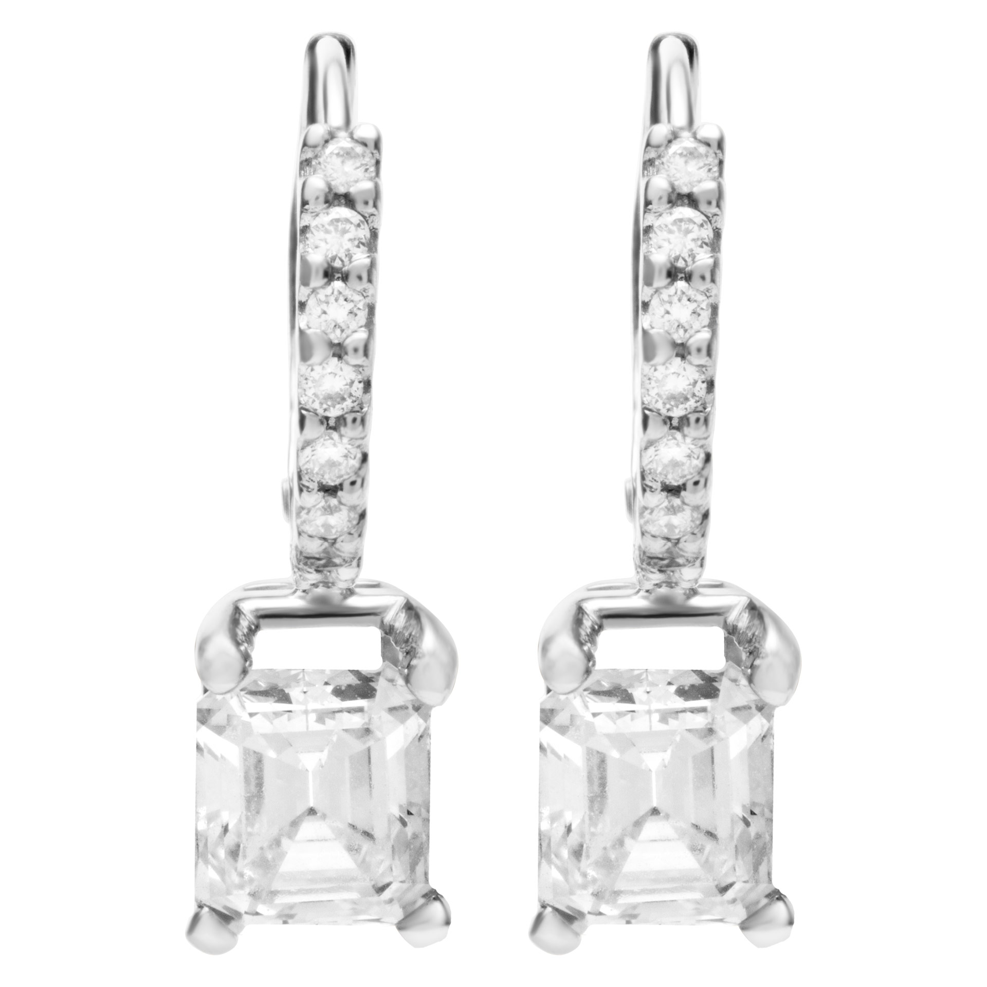 GIA certified emerald cut diamond earrings 1.01 ct (L color , VVS2 clarity) and 1.11 ct (K color, VS2 clarity)