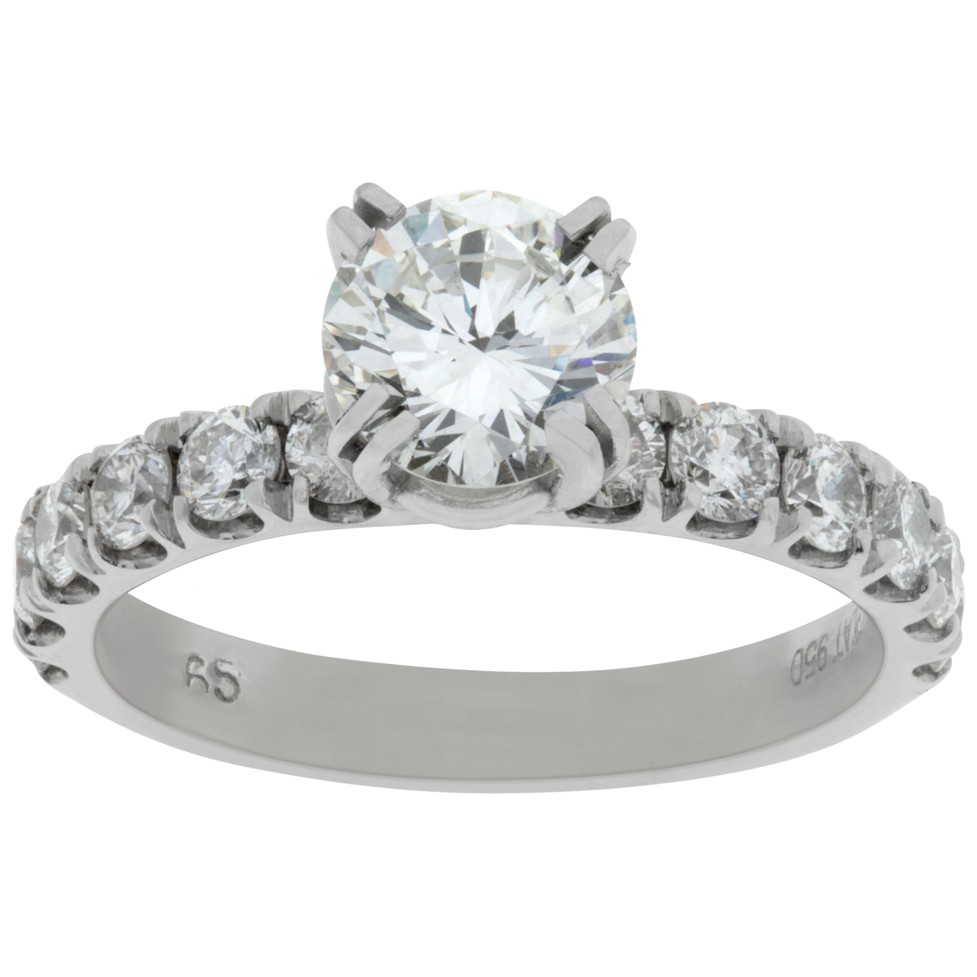GIA certified round brilliant cut diamond 1.07 carat (I color, VS2 clarity) ring set in platinum S519144