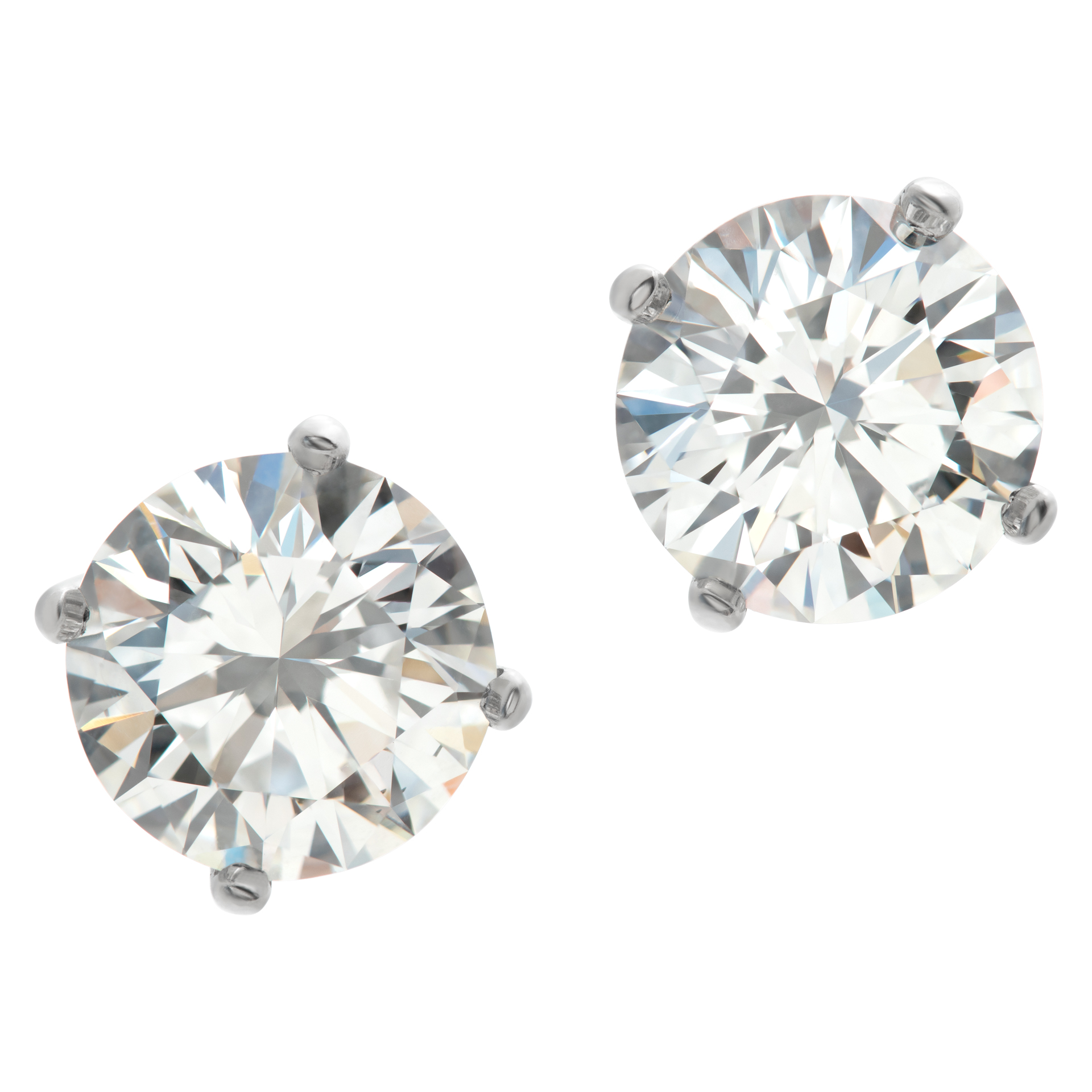 GIA certified round brilliant cut diamond studs 1.10 carat (H color, SI2 clarity) and 1.03 carat (I color, SI1 clarity)