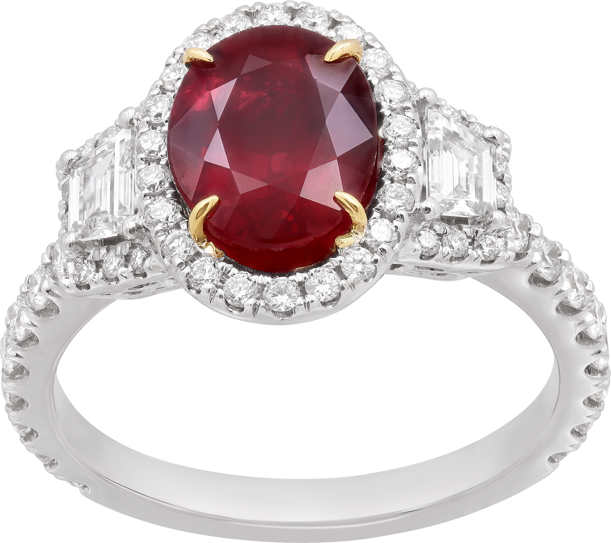 GIA Ruby And Diamond Ring In 18k White And Yellow Gold S522039