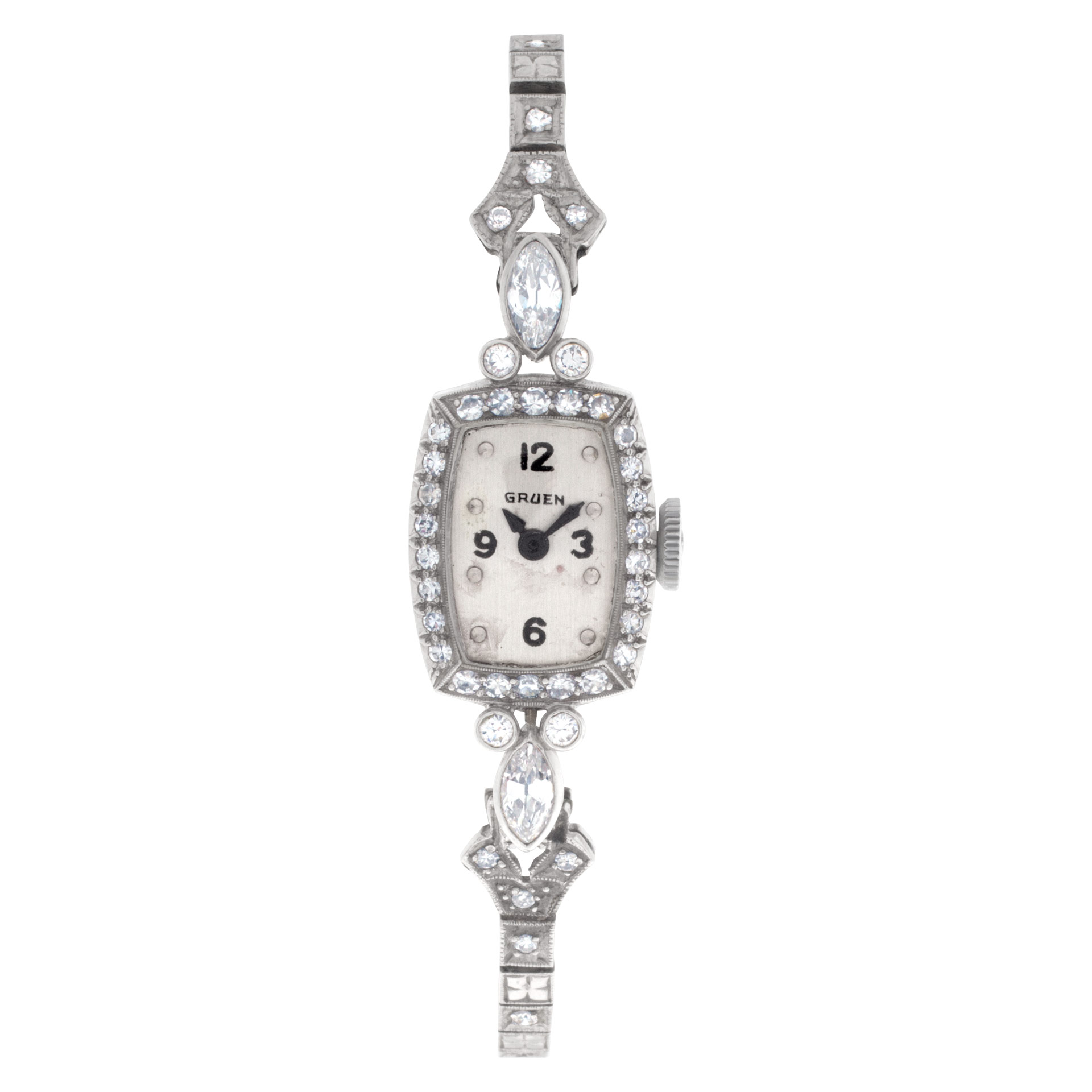 Vintage Gruen diamond watch. Vintage 1990s GRUEN 237-2015 Gemstone Accented Bezel Womens  main image 2