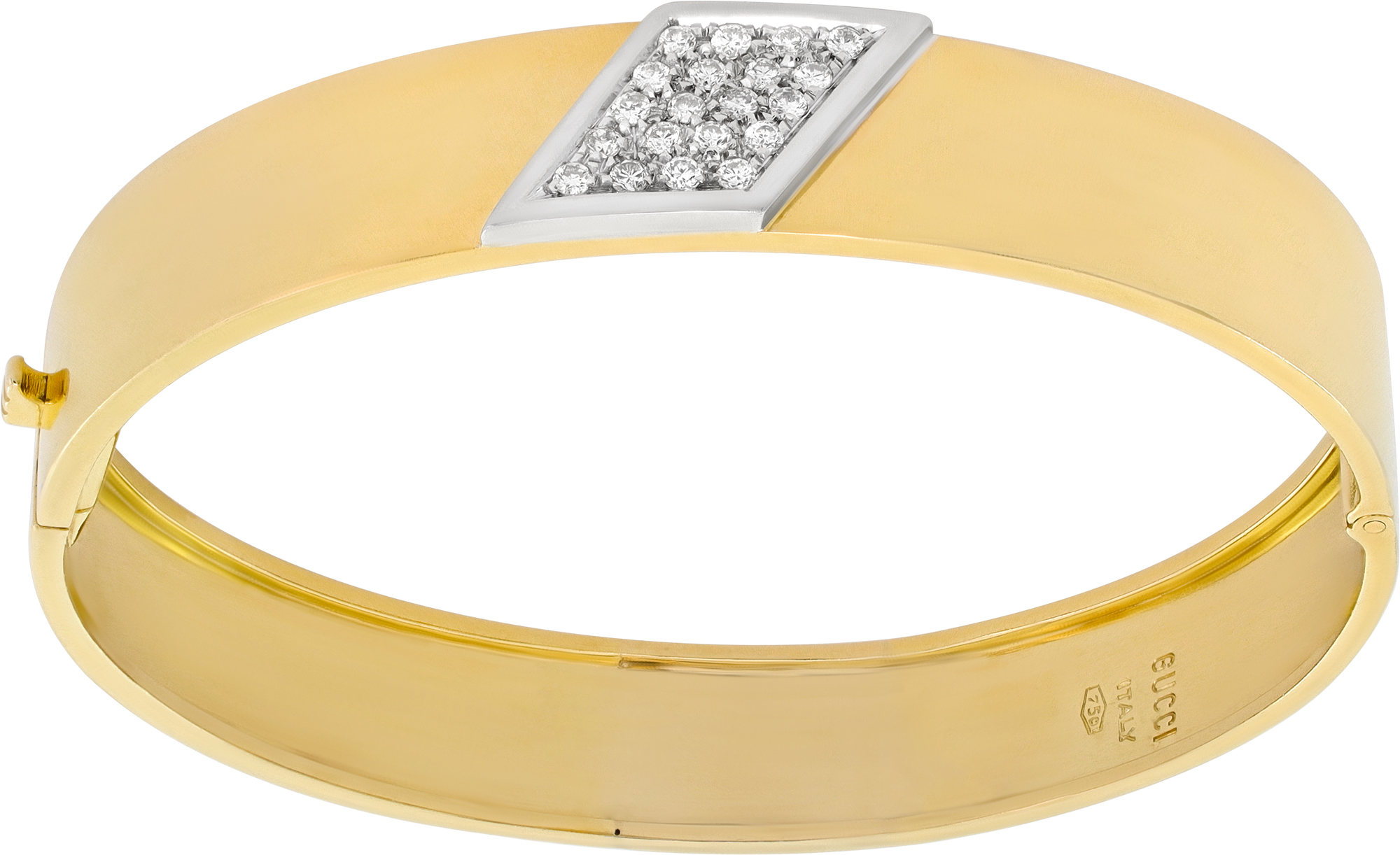 18K yellow gold bangle signed "Gucci" with diamonds 18K yellow gold bangle signed "Gucci" with diamonds