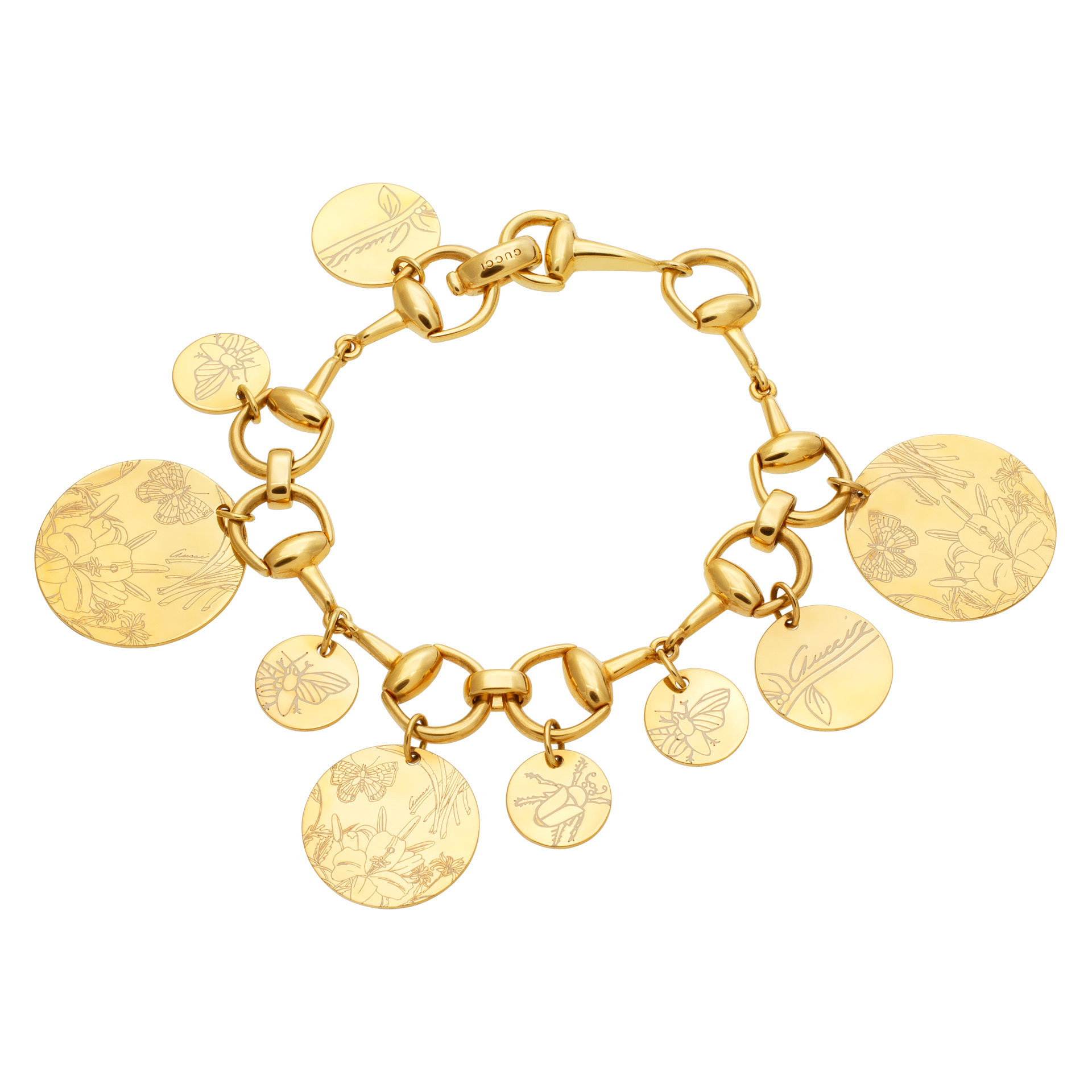 Gucci Horsebit floral charm bracelet in 18k Gucci Horsebit floral charm bracelet in 18k