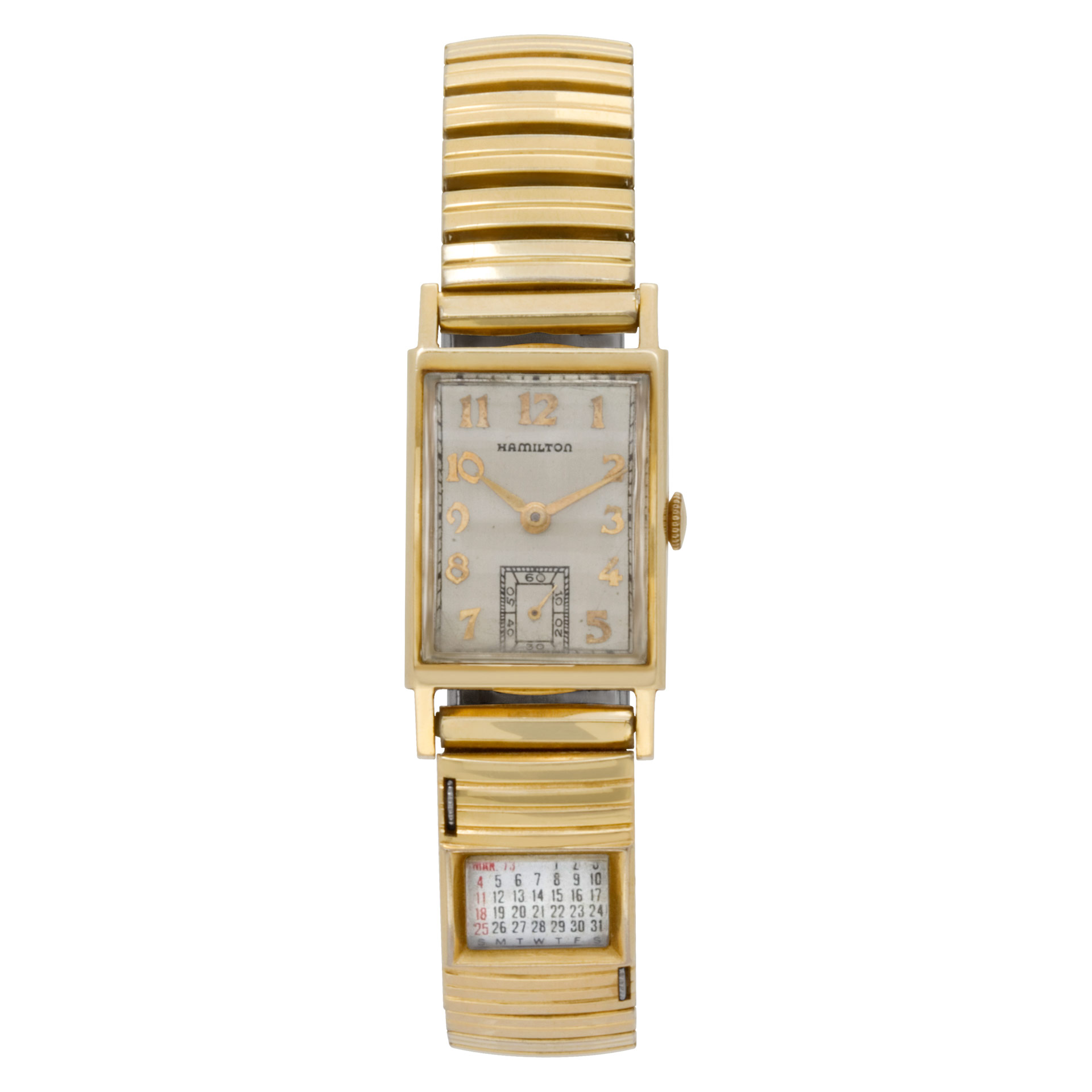 Used Hamilton Brock 14k yellow gold Silver dial 22mm Manual