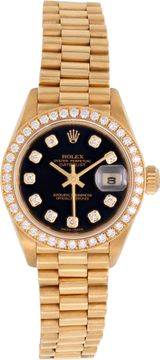 Rolex Ladies Datejust in 18k yellow on gold president band