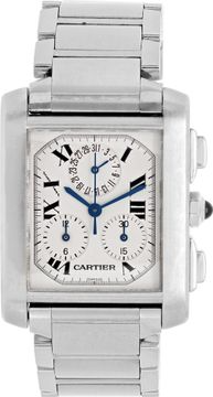 Cartier Tank Francaise w51001q3 Stainless Steel Silver dial 28mm Quartz watch