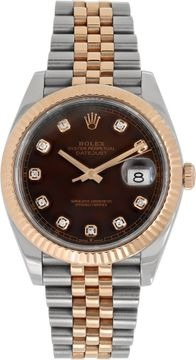 Rolex Datejust 41mm in 18k rose gold and stainless steel with a diamond dial