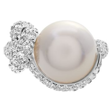 Mikimoto Milano South Sea Pearl & diamonds ring. Size 6