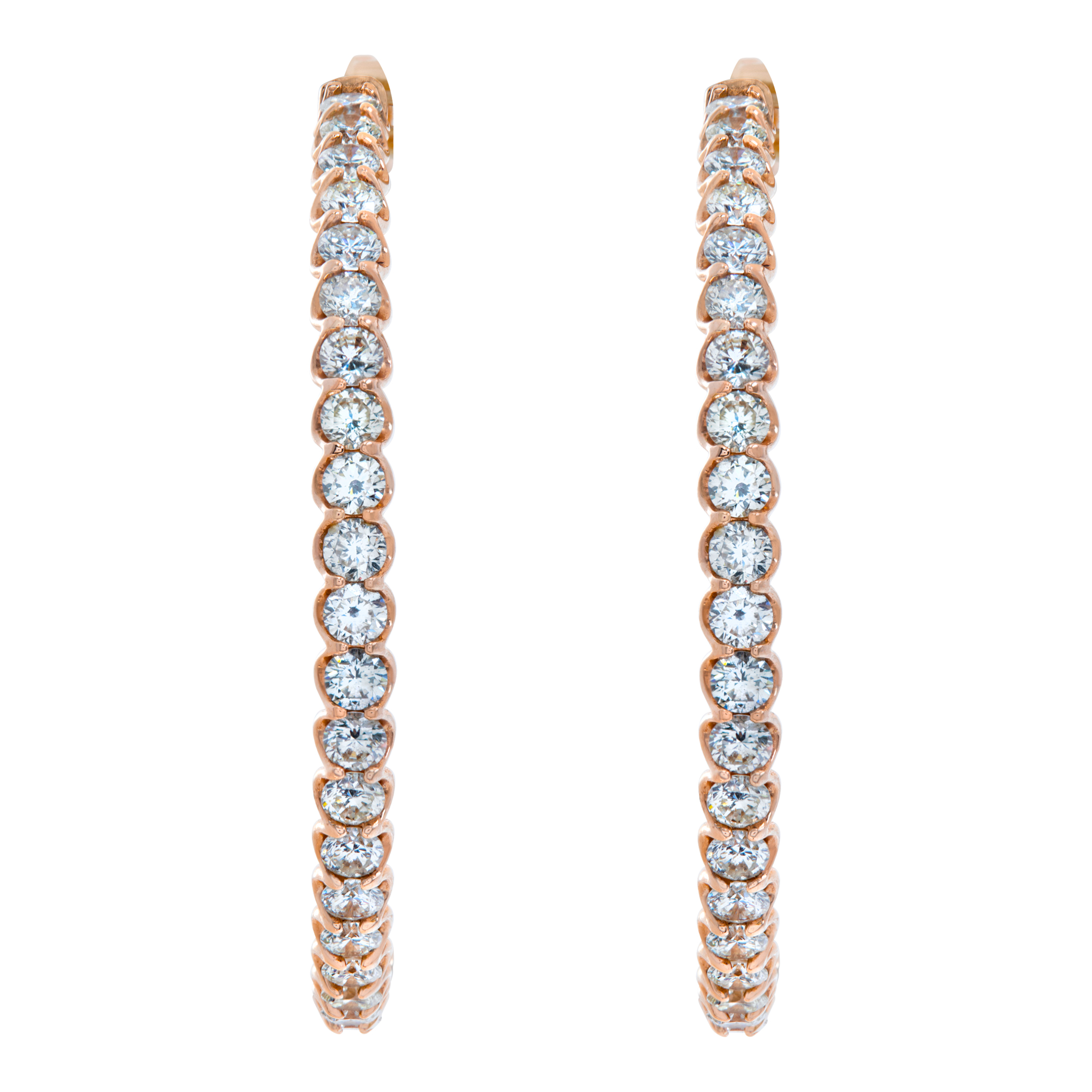 Inside-out large diamond hoops with 5.02 carats in 14k S520338