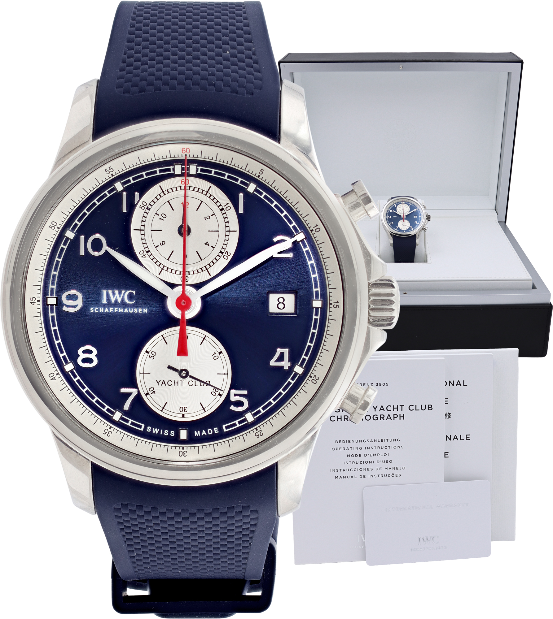 IWC Portuguese "Yacht Club Chronograph" IW390507 Stainless Steel Blue dial 43.5m