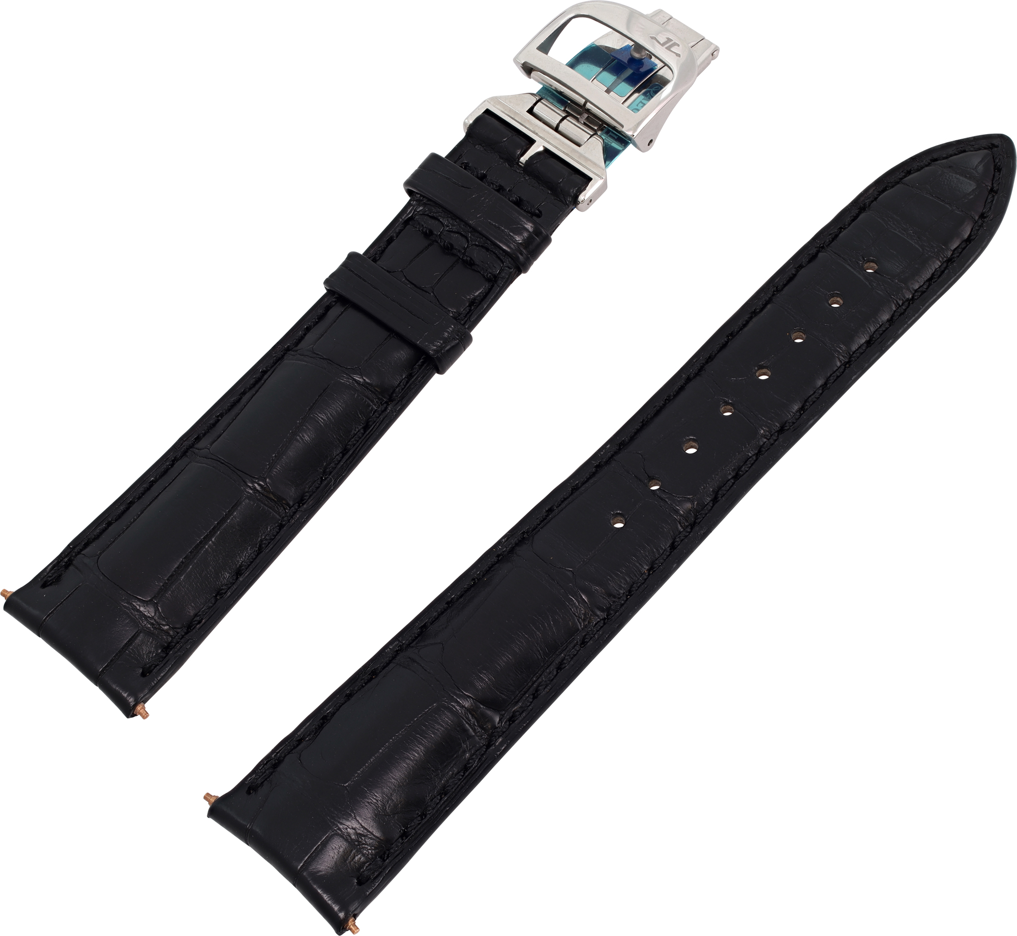 Jaeger Le Coultre Black Alligator strap 20mm x 16mm with stainless steel deployant buckle