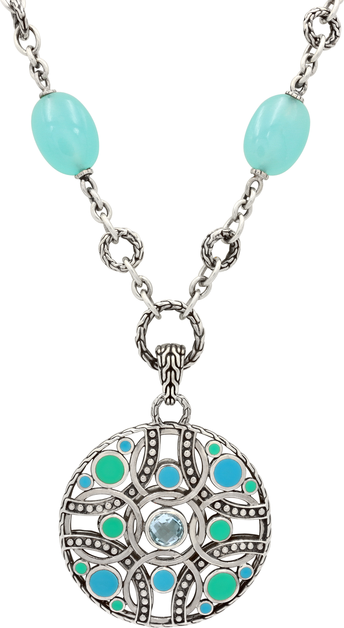 John Hardy Chalcedony and Sterling Silver Pendant Necklace