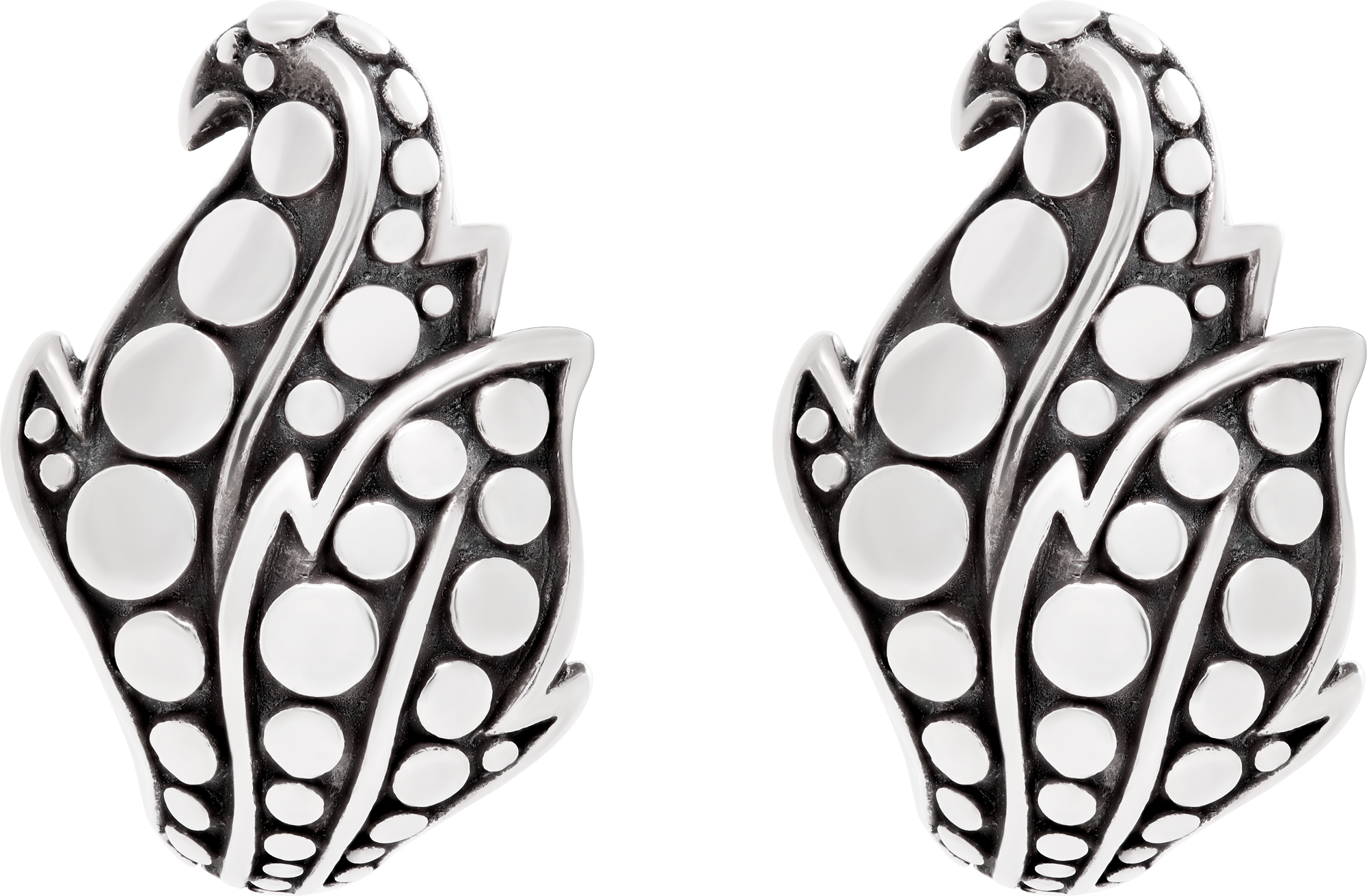John Hardy Dot Ayu Leaf Huggie Earrings in Sterling Silver