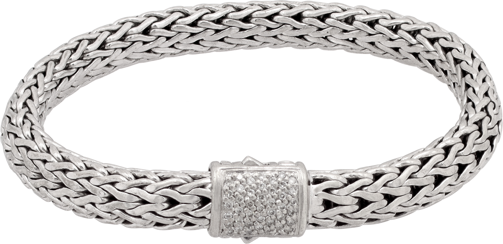 John Hardy Icon bracelet in sterling silver and 18k with diamond clasp