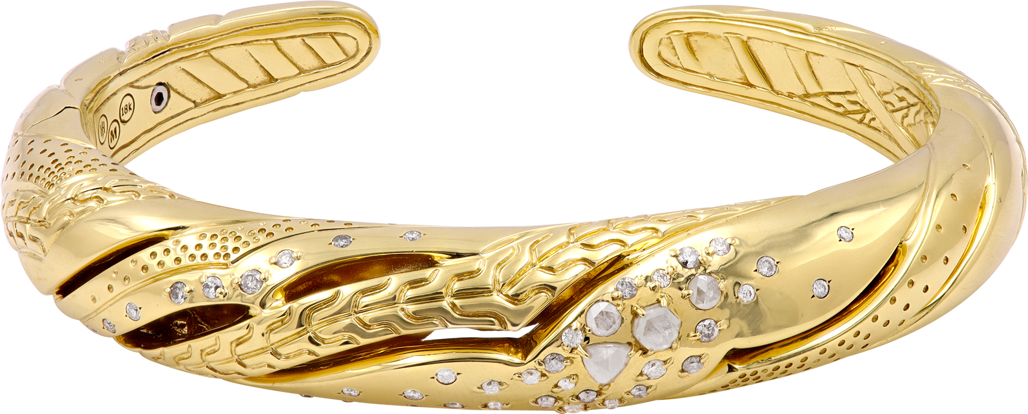 John Hardy Lahar Bangle in 18k yellow gold with diamonds S522172
