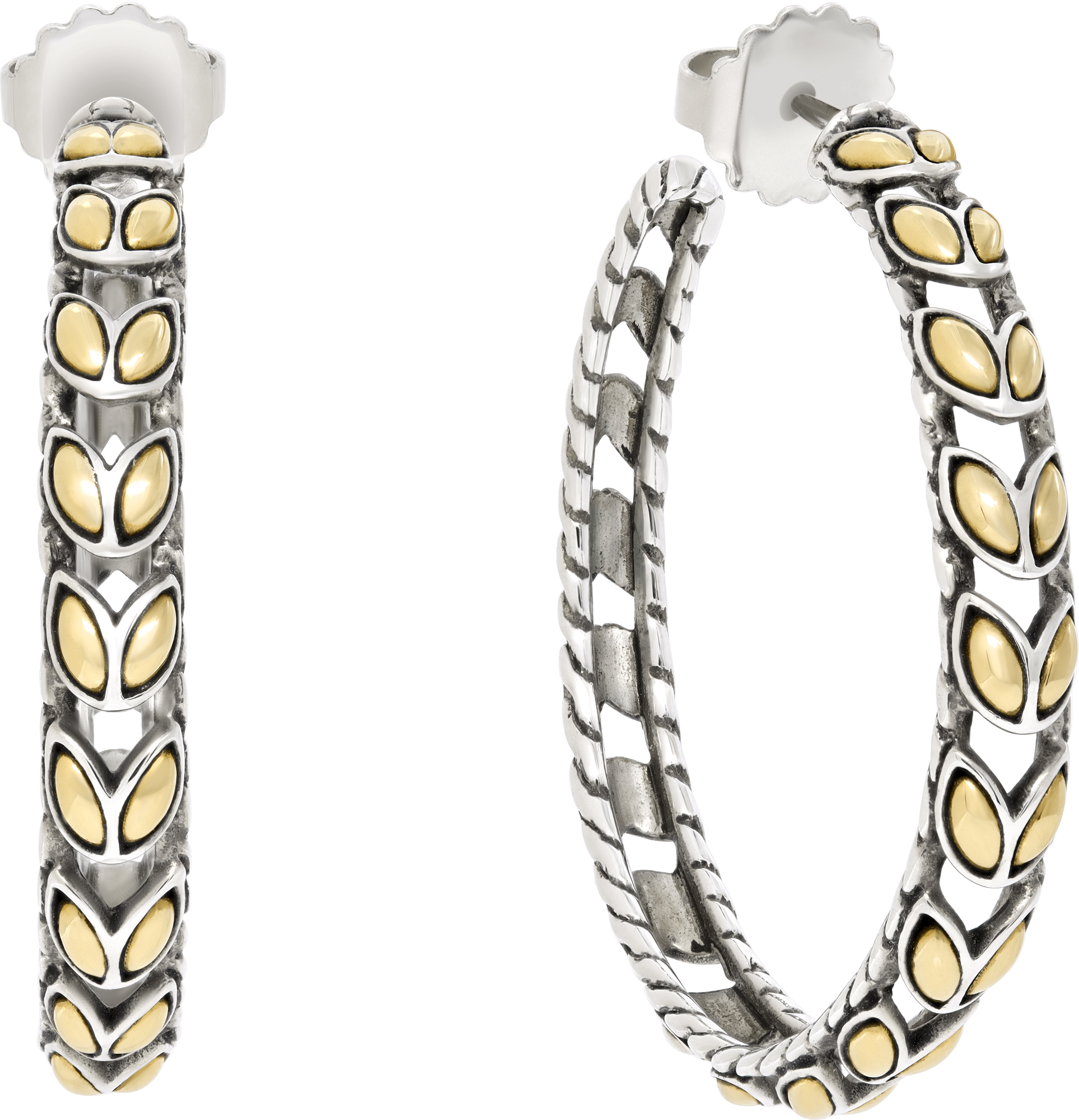 John Hardy Padi Large Hoop Earrings in 18k yellow gold and sterling silver