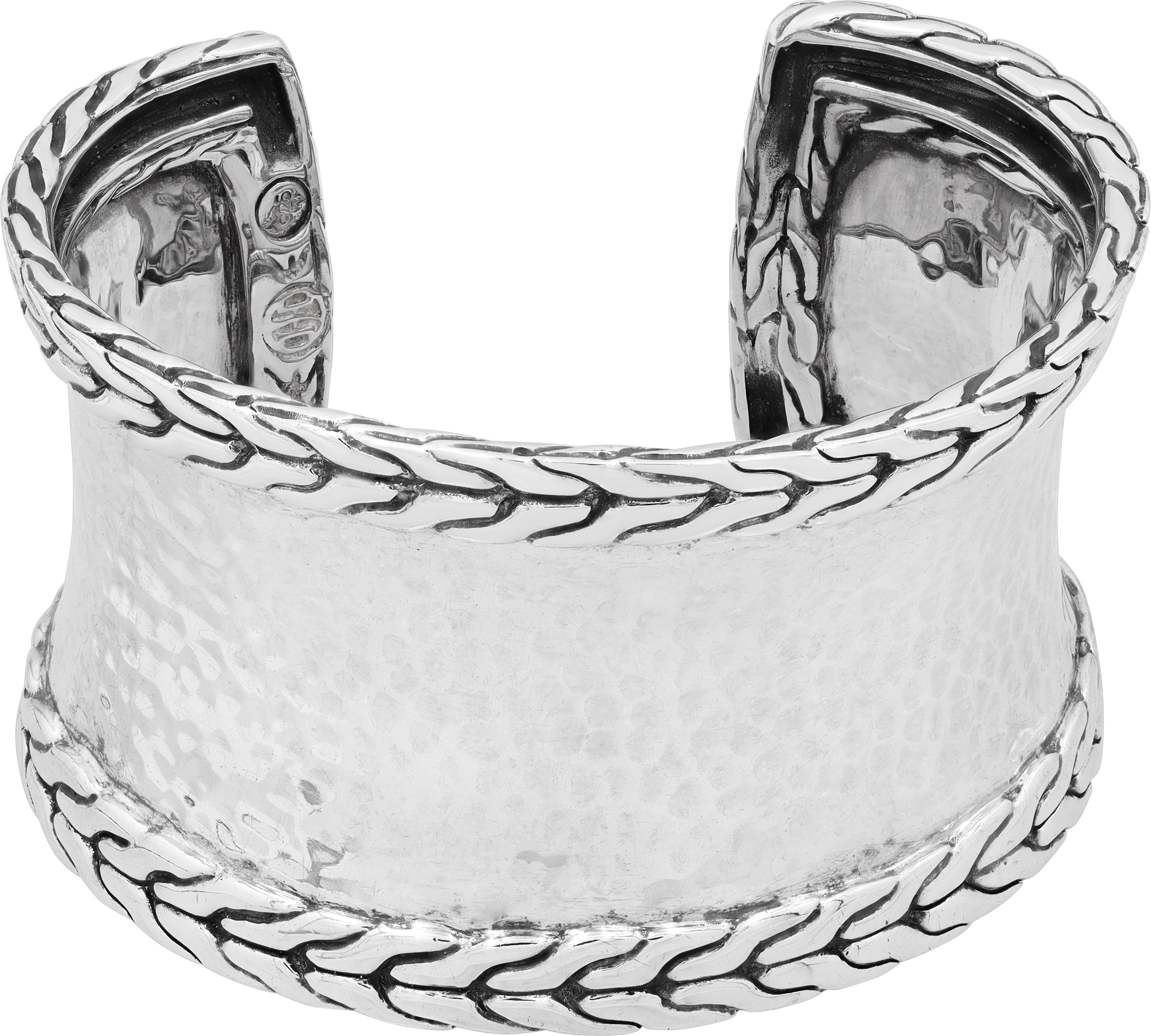 John Hardy "Palu" Collection Hammered Wide Cuff Bangle Bracelet in Sterling Silver