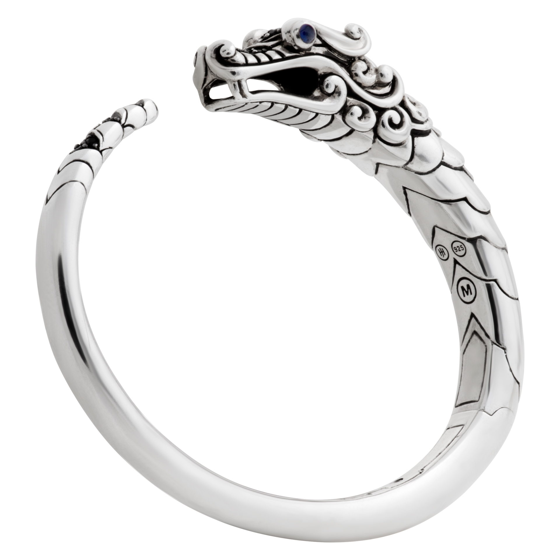 John Hardy Sterling Silver Sapphire Spinel Naga Dragon Cuff