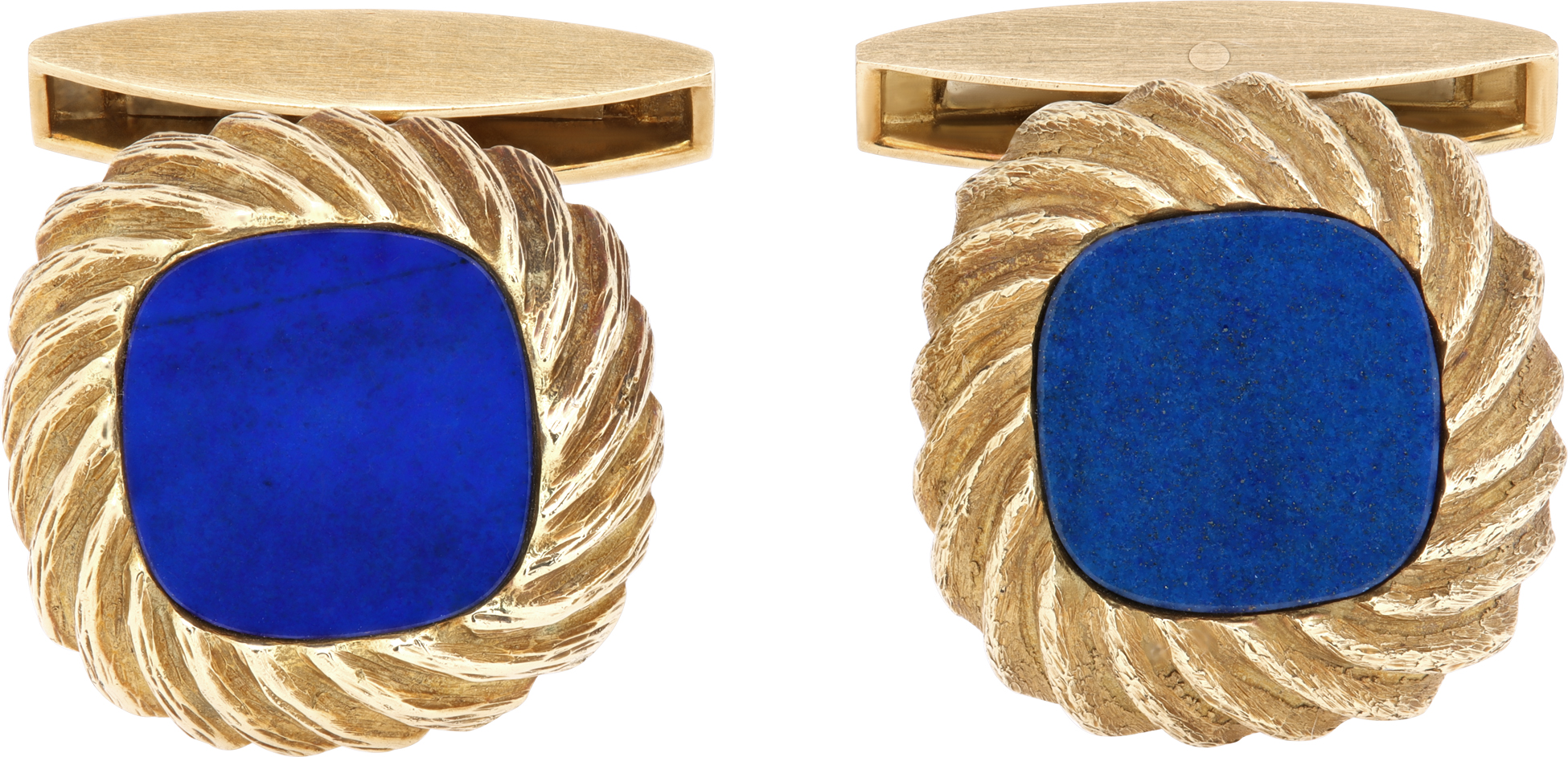Lapis Lazuli cufflinks in 18k yellow gold | Gray & Sons Jewelers