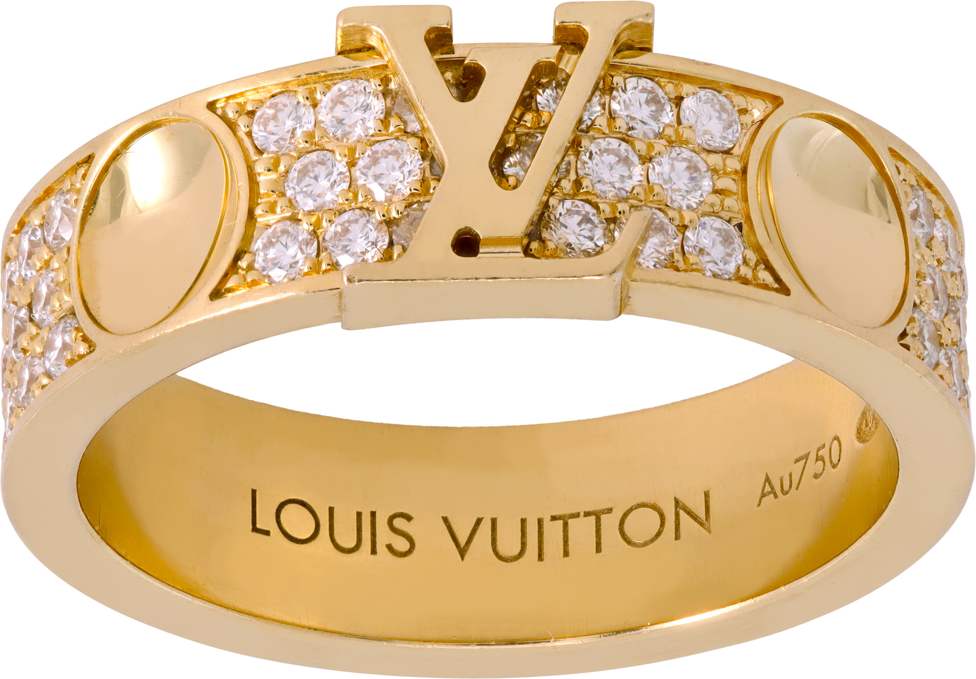 Louis Vuitton 18k yellow gold pave diamond ring